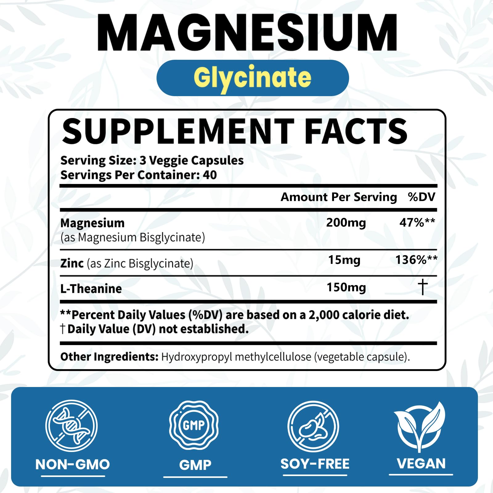 AROFUM Magnesium Glycine 200 mg, with L-theanine and Zinc Glycine – Magnesium Supplement to Help Soothe Emotions, Balance Stress, and Promote restful Sleep – Non-GMO Vegan Capsules, 120 Capsules Arofum Au supplements