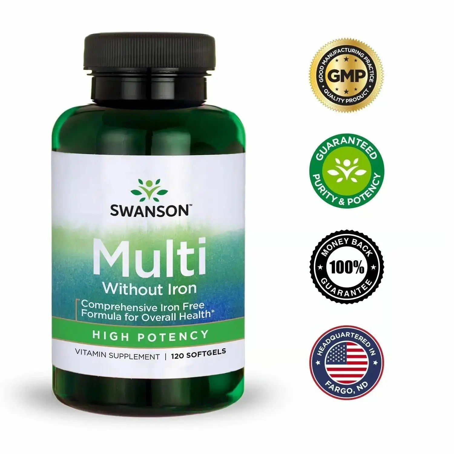 Swanson Multi Without Iron Multivitamin Health Supplement Iron-Free Formula 120 Softgels Sgels (2 Pack) Swanson Au supplements
