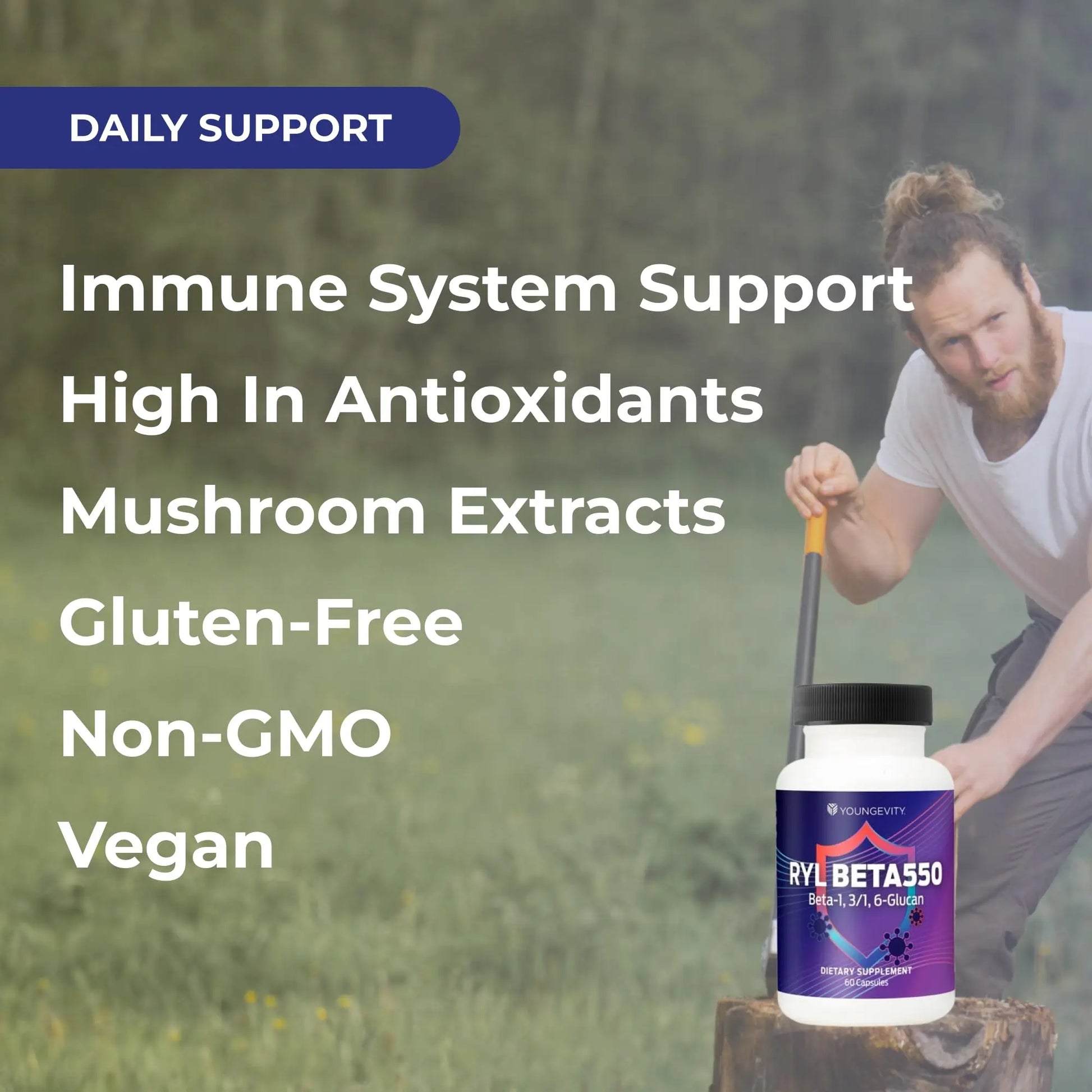 Youngevity RYL Beta550 Beta 1, 3-D Glucan Immune Support - 60 Capsules (Pack of 1) Youngevity Au supplements