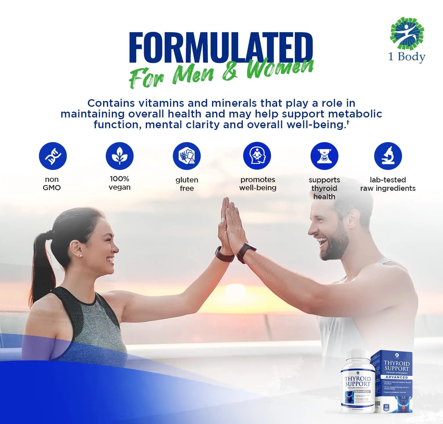 1 Body Thyroid Support Supplement for Women and Men - 2 Pack 60 Days 1 Body Au supplements
