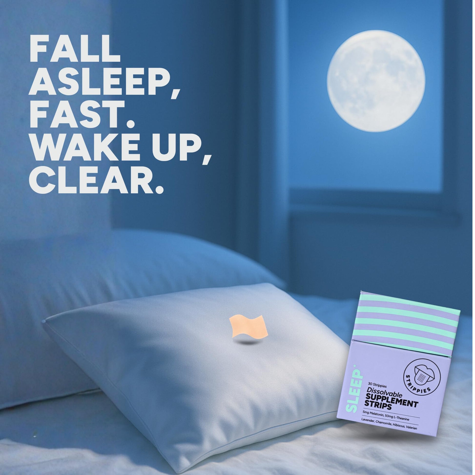 STRIPPIES Dissolvable Sleep Strips – Fast-Acting Melatonin 5mg with L-Theanine, Lavender, Chamomile, Hibiscus & Valerian – Natural Cranberry Flavor – 90 Strips STRIPPIES Au supplements