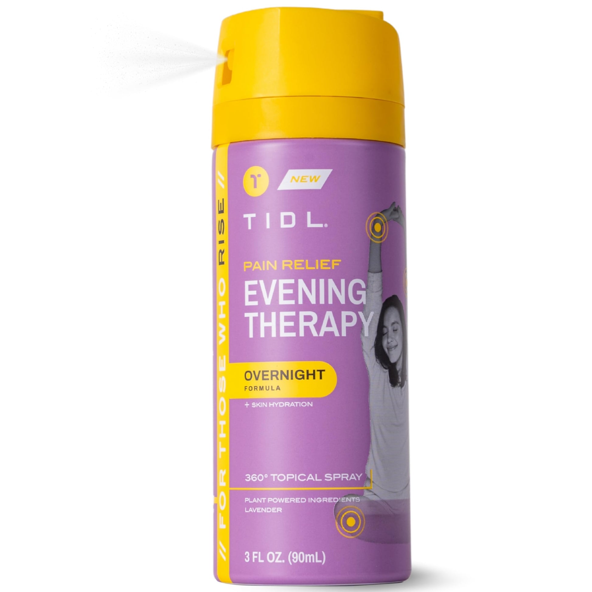 TIDL - Evening Therapy Pain Relief Spray - Fast-Acting Relief for Lower Back, Knee, Muscle & Joint Pain - Nighttime Relaxation & Skin Hydration - Lavender, Topical, Plant-Based Menthol (3oz, 1-Pack) TIDL Au supplements
