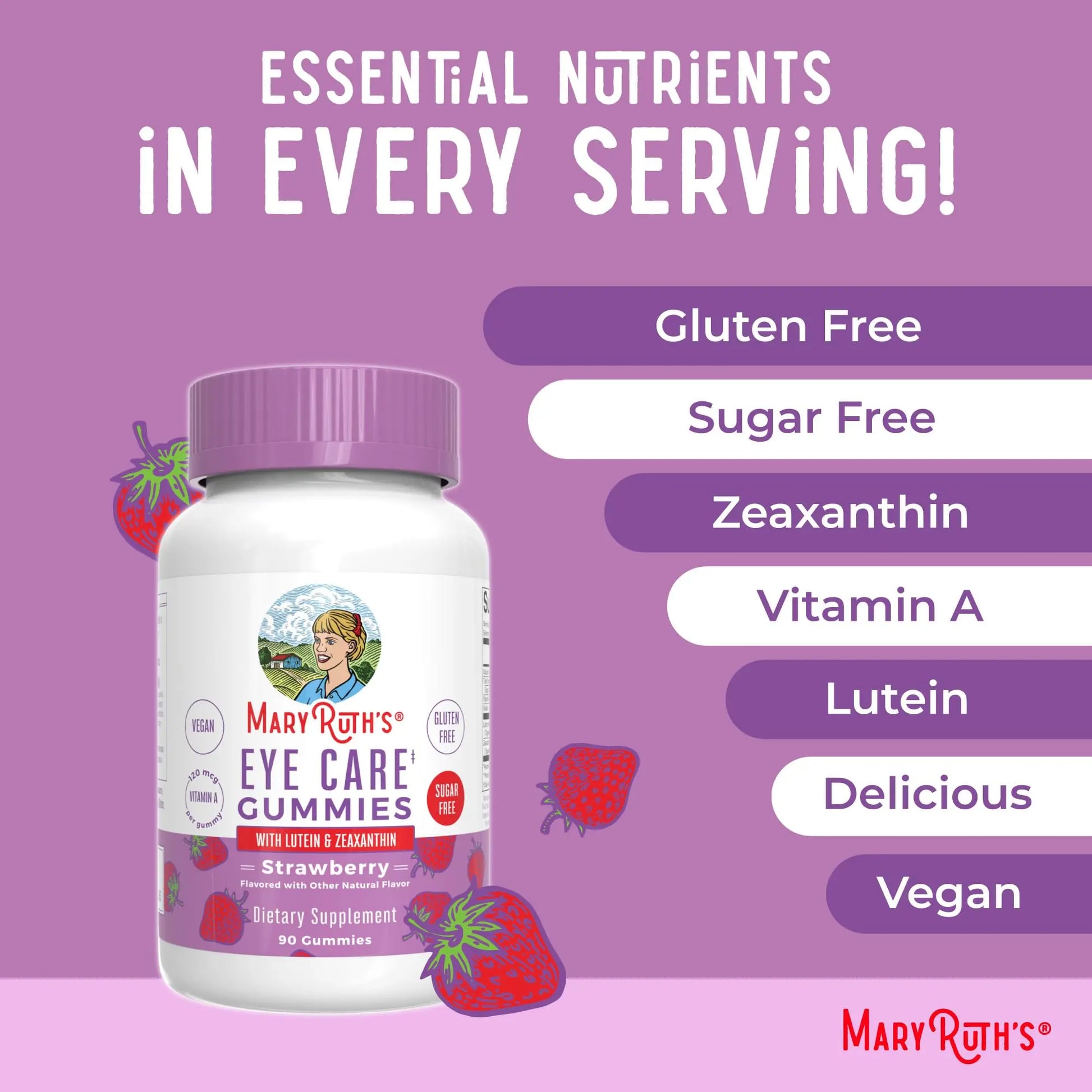 MaryRuth Organics Eye Care Gummies | Eye Health Vitamins for Adults and Kids | Lutein and Zeaxanthin Supplements | for Eyes | Vegan | Non-GMO | Gluten Free | 90 Count MARYRUTH'S Au supplements
