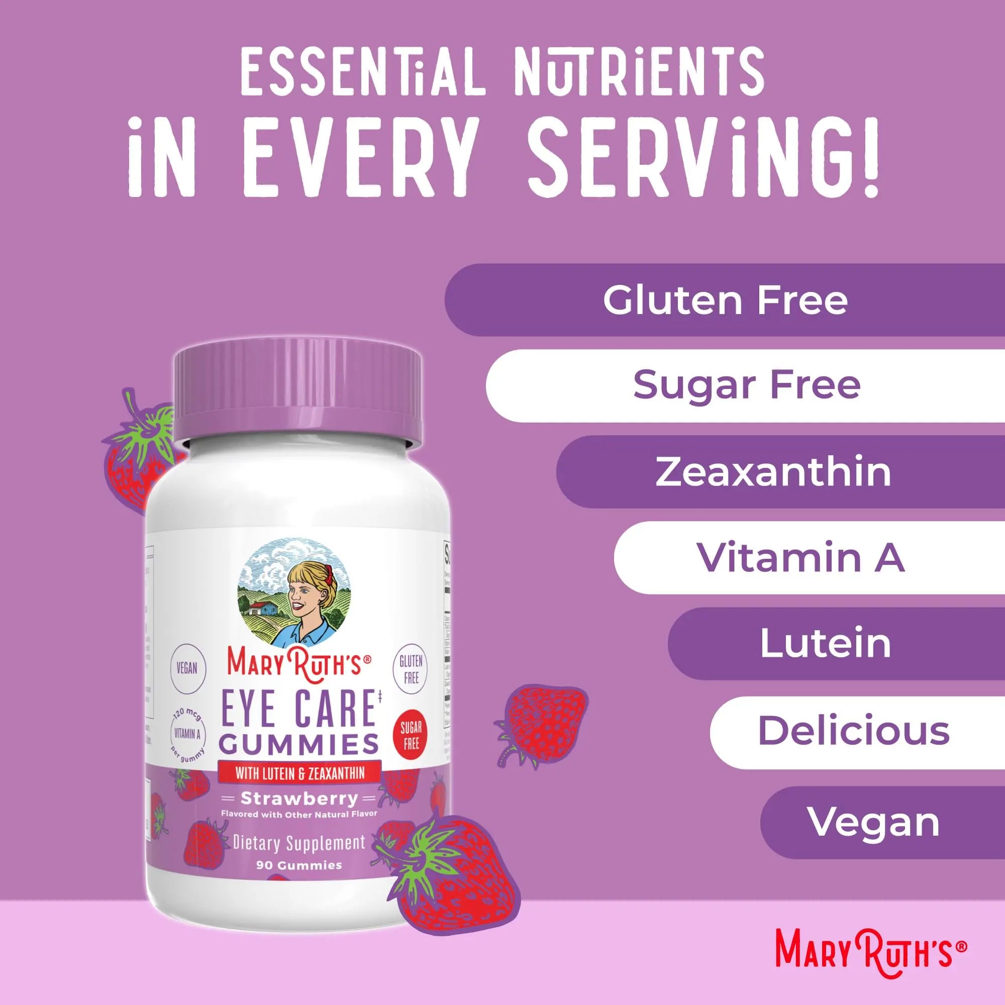 MaryRuth Organics Eye Care Gummies | Eye Health Vitamins for Adults and Kids | Lutein and Zeaxanthin Supplements | for Eyes | Vegan | Non-GMO | Gluten Free | 90 Count MARYRUTH'S Au supplements