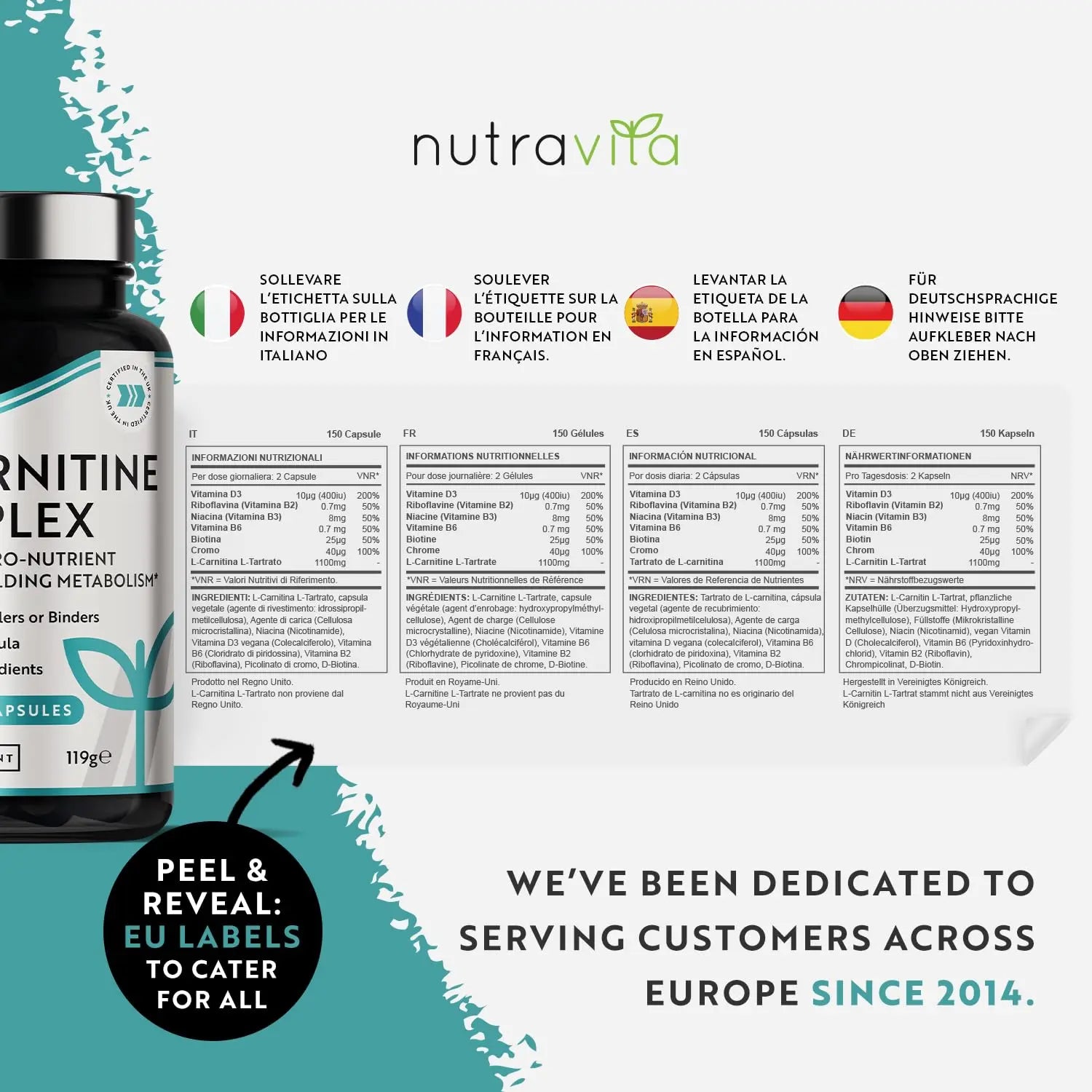 L-Carnitine Complex - High Strength Capsules with Added Riboflavin, Biotin, Chromium Nutravita Au supplements