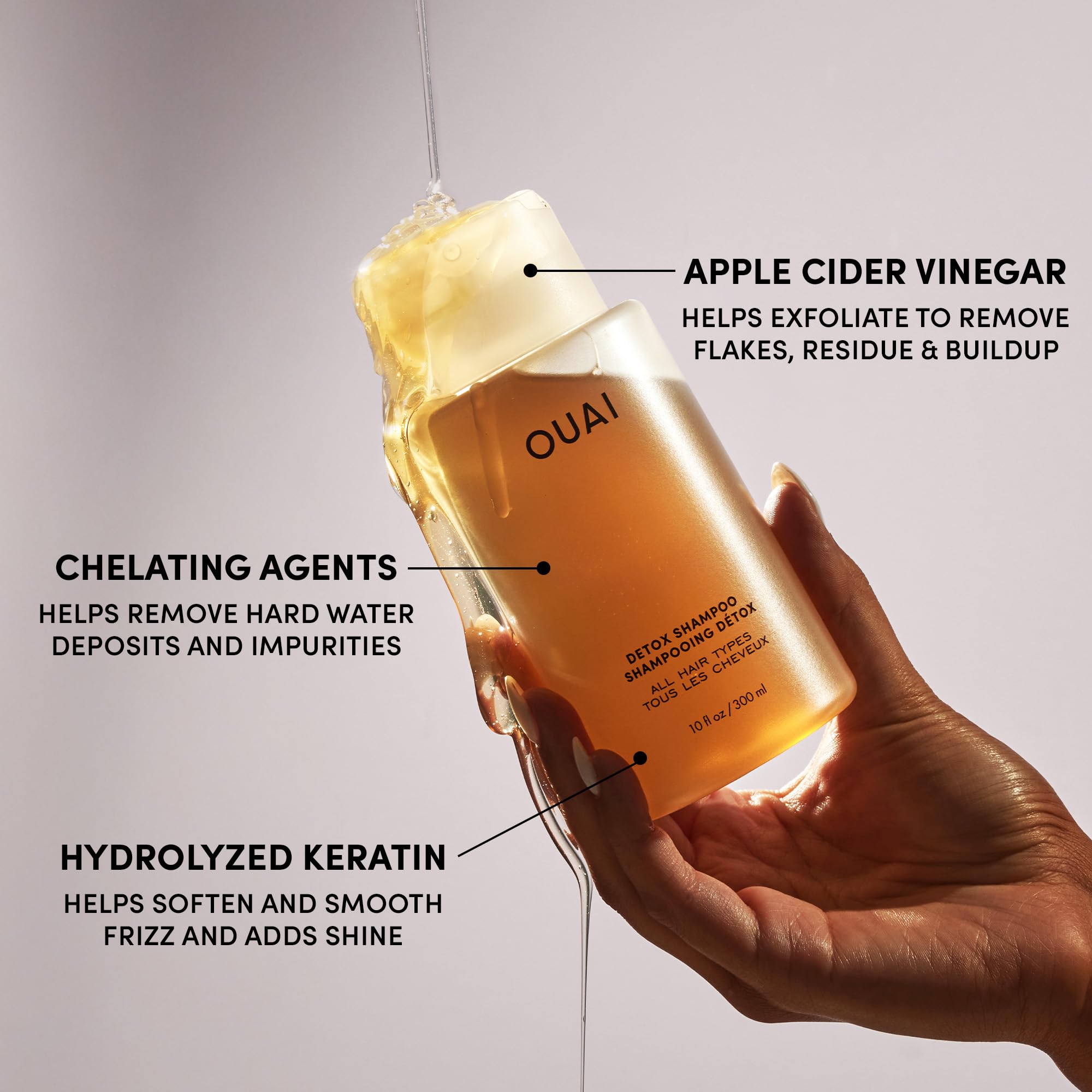 OUAI Detox Shampoo - Clarifying Shampoo for Build Up, Dirt, Oil, Product and Hard Water - Apple Cider Vinegar & Keratin for Clean, Refreshed Hair - Sulfate-Free Hair Care (10 oz) OUAI Au supplements