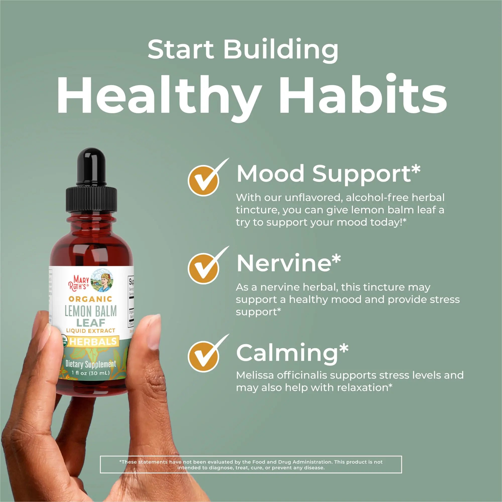 MaryRuth Organics Lemon Balm Leaf Liquid Extract | Mood Support | Relaxation | Calming | Nervine Herbal | Lemon Balm Tincture | USDA Organic | Vegan | Non-GMO | Gluten Free | 1 Fl Oz MARYRUTH'S Au supplements