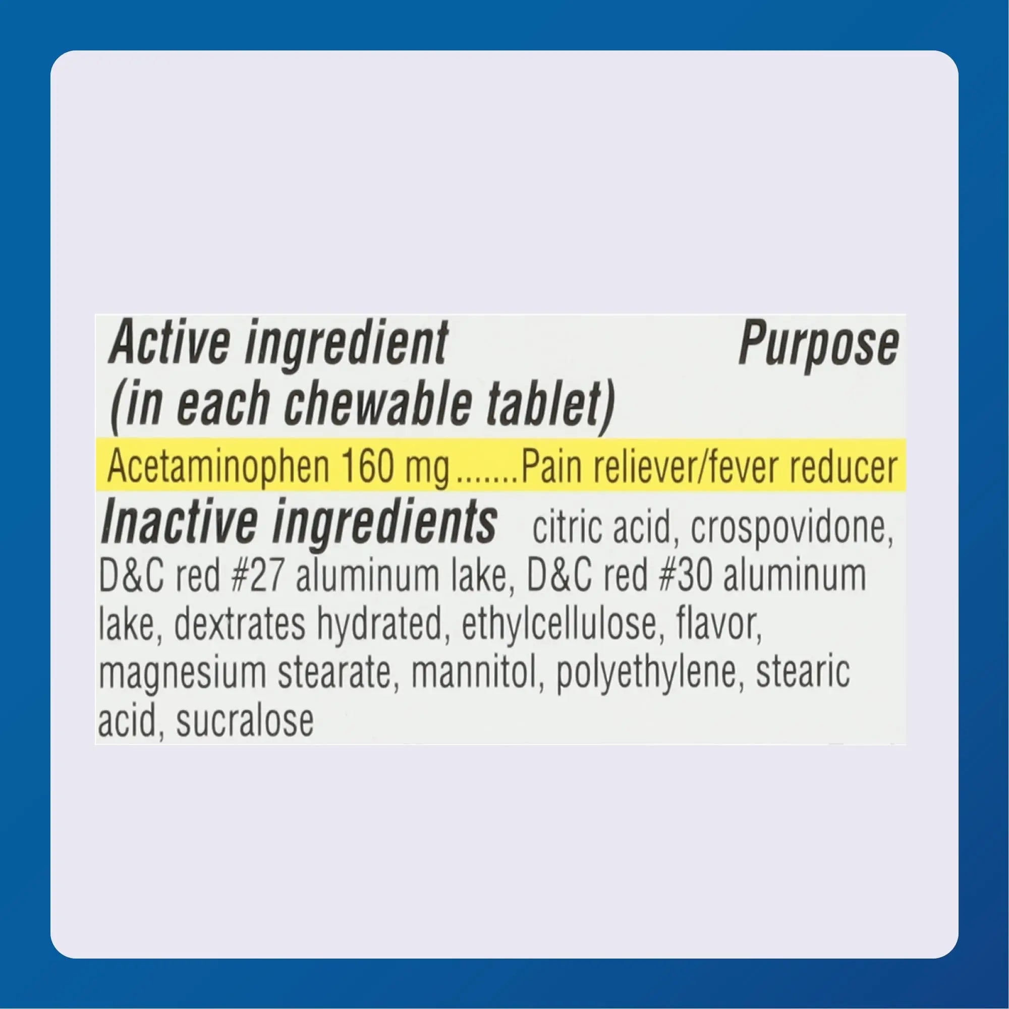 MAJOR Children’s Mapap Acetaminophen 160 mg Chewable Tablets - Pain Reliever/Fever Reducer - Aspirin Free - Ibuprofen Free - for Ages 2 to 11-24 Count (3 Pack) MAJOR Au supplements
