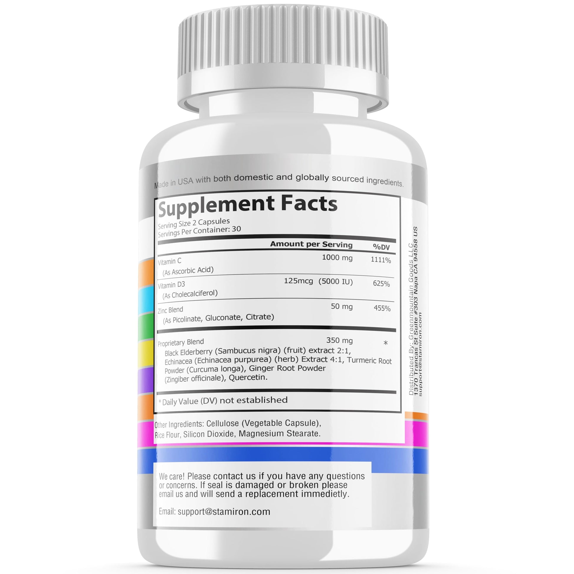 8 in 1 Immune Support with Quercetin Zinc 50mg Vitamin C 1000mg Vitamin D3 5000 IU and Elderberry Echinacea Ginger for Adults Kids - VIT D Supplement Veg Capsules Stamiron Au supplements