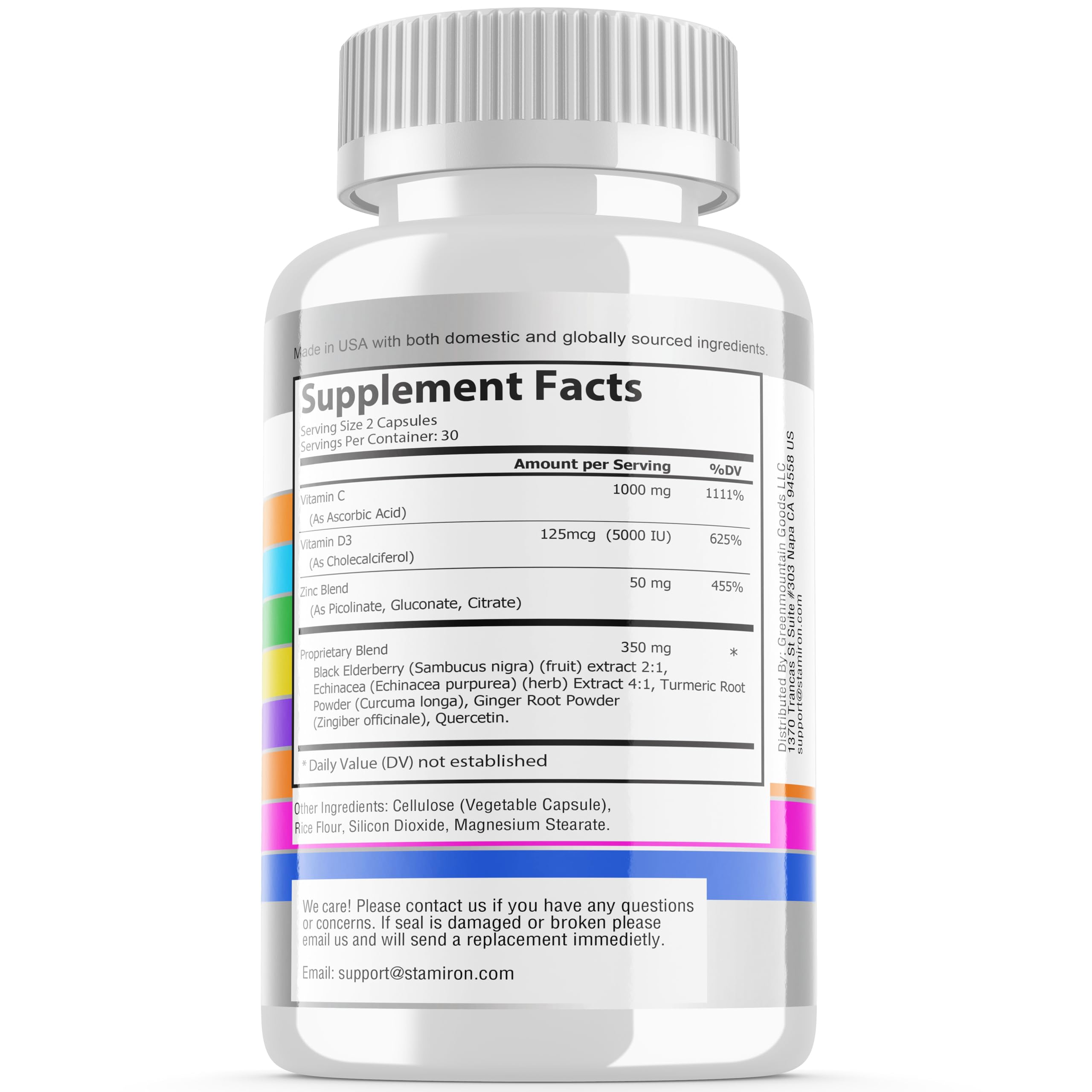 8 in 1 Immune Support with Quercetin Zinc 50mg Vitamin C 1000mg Vitamin D3 5000 IU and Elderberry Echinacea Ginger for Adults Kids - VIT D Supplement Veg Capsules Stamiron Au supplements