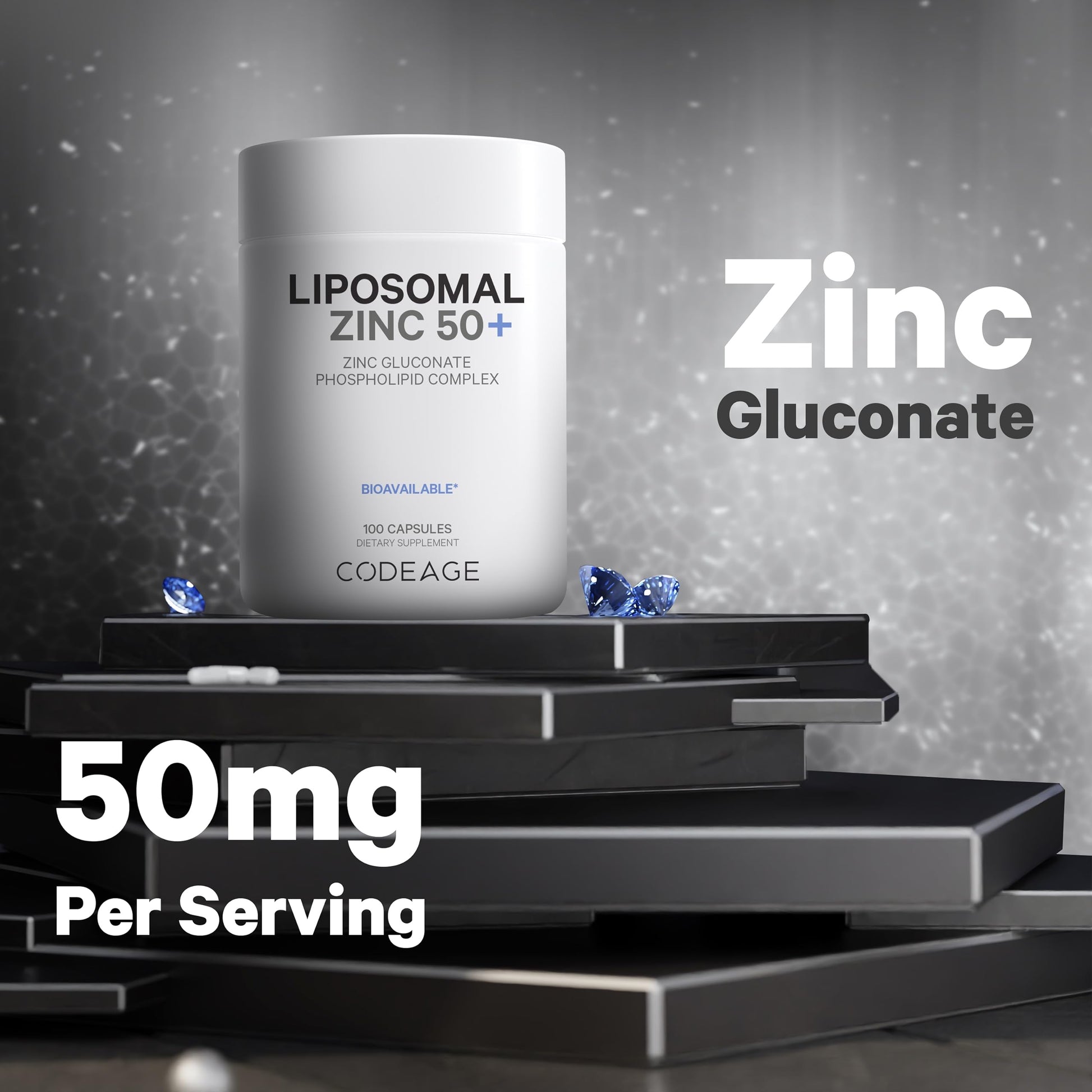 Codeage Liposomal Zinc Supplement – 3 Month Supply – One Per Day - 50 mg Zinc Gluconate Vitamin Pills - Essential Mineral Supplements Liposomal Delivery Matrix - Vegan Non-GMO - 100 Capsules Codeage Au supplements