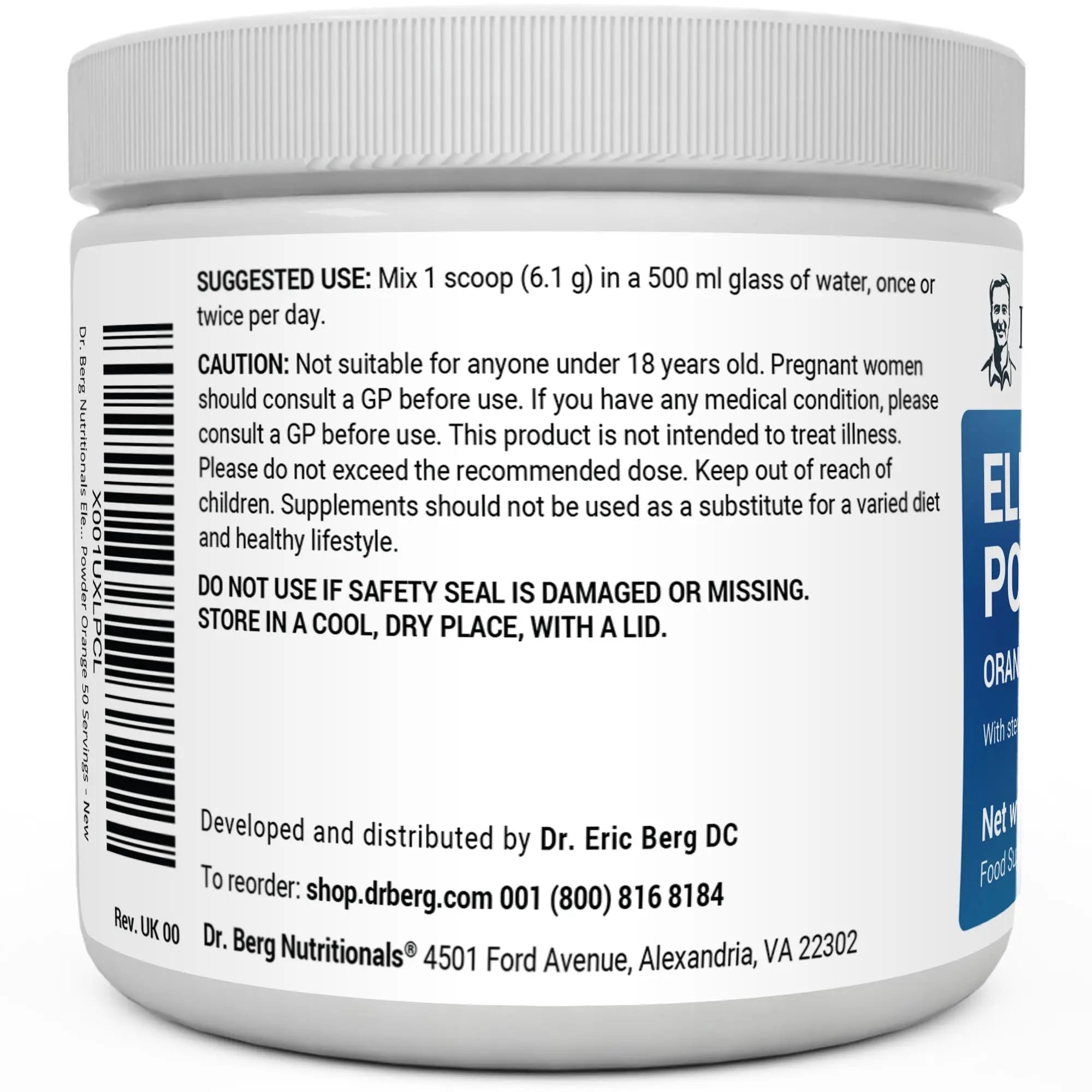 Dr. Berg Electrolyte Powder - Electrolyte Drink Supplements with 1000mg Potassium Dr. Berg Nutritionals Au supplements