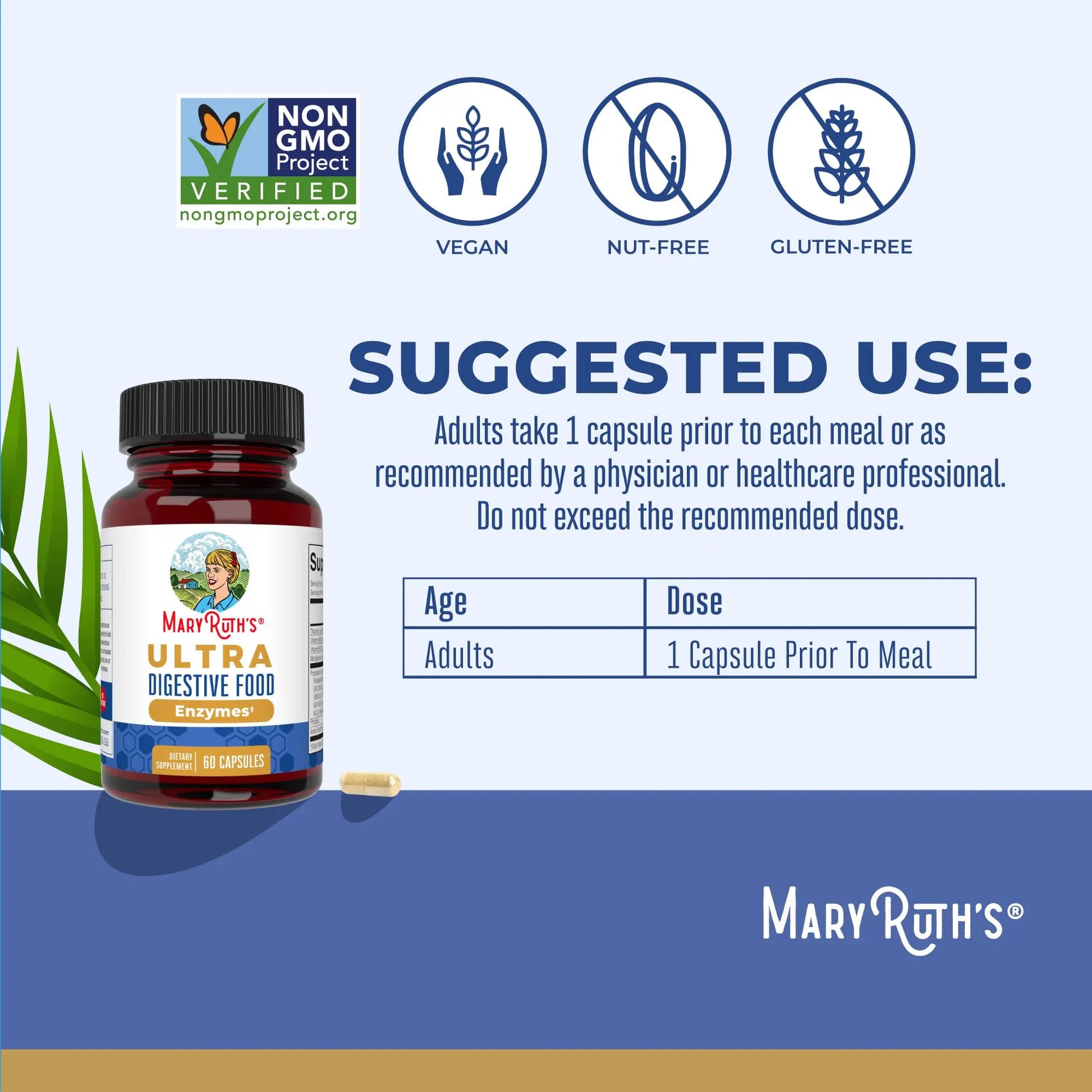 MaryRuth Organics Ultra Digestive Enzymes Capsules | Up to 2 Month Supply | Supplement for Gut Health Support | Digestion & Immune Support MARYRUTH'S Au supplements
