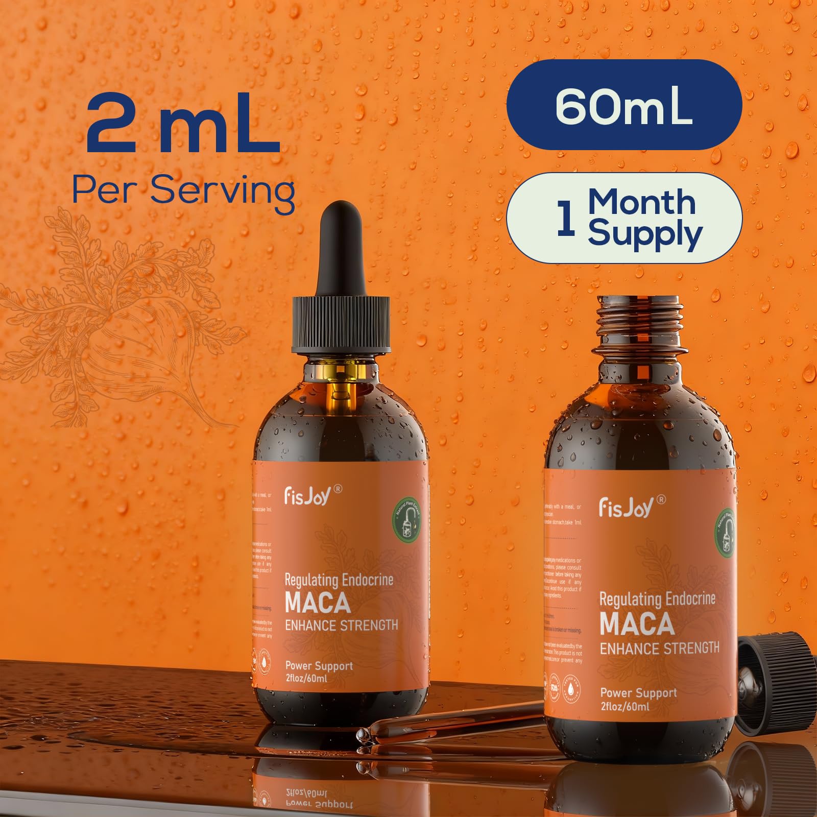 Fisjoy Organic Maca Liquid Drops with Ashwagandha & Beet Root – Supports Daily Vitality & Overall Wellness – Non-GMO, Vegan Herbal Supplement, 2 fl oz (60 mL) Fisjoy Au supplements