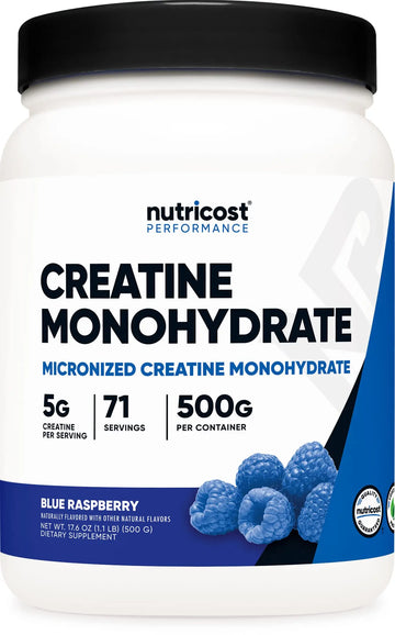 Nutricost Creatine Monohydrate Powder (Blue Raspberry), 500 Grams (1.1 LBS) Nutricost Au supplements