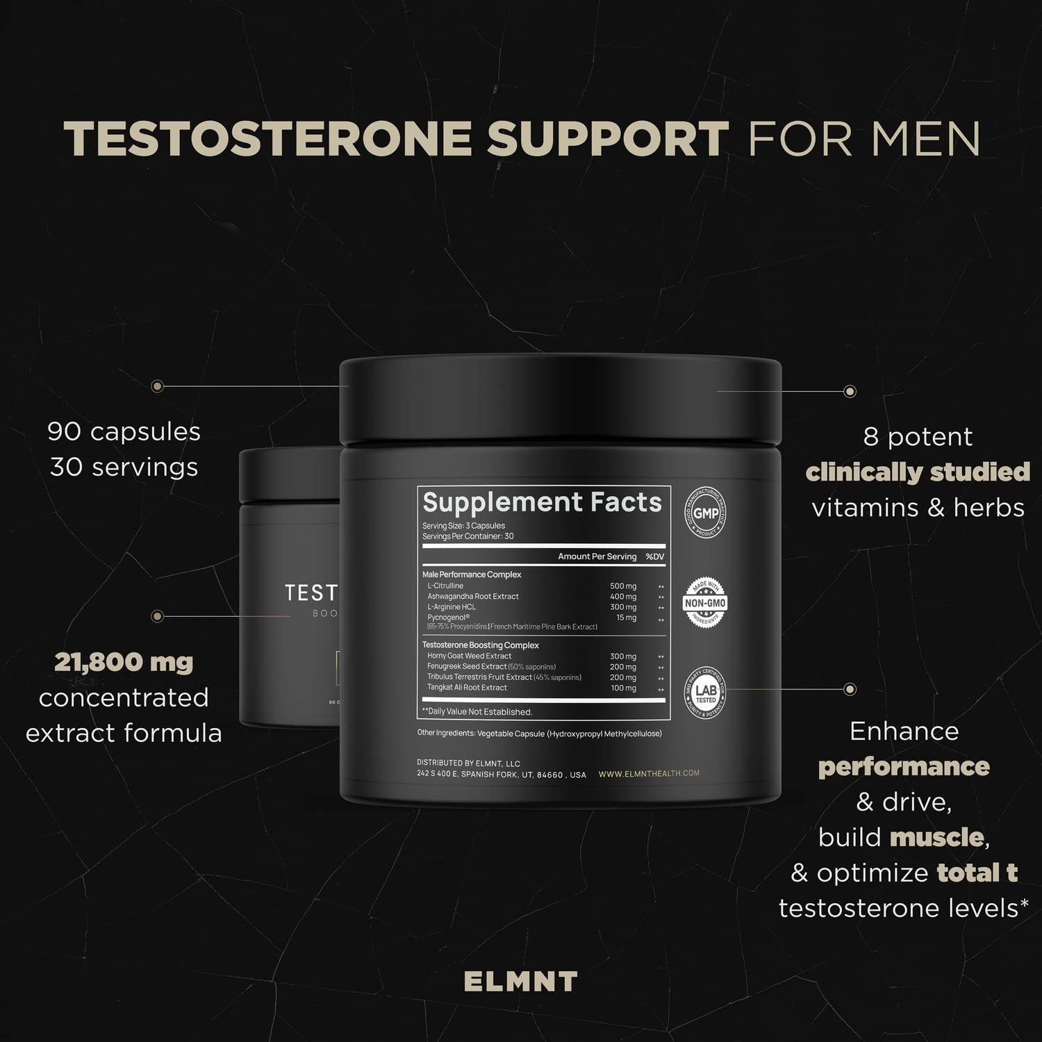21,800mg Testosterone Booster for Men 8X Strength w. Ashwagandha, Tongkat Ali, Pycnogenol, Tribulus - Total T Male Enhancing Test Booster + Muscle Builder Workout Testosterone Supplement for Men TERRA ELMNT Au supplements
