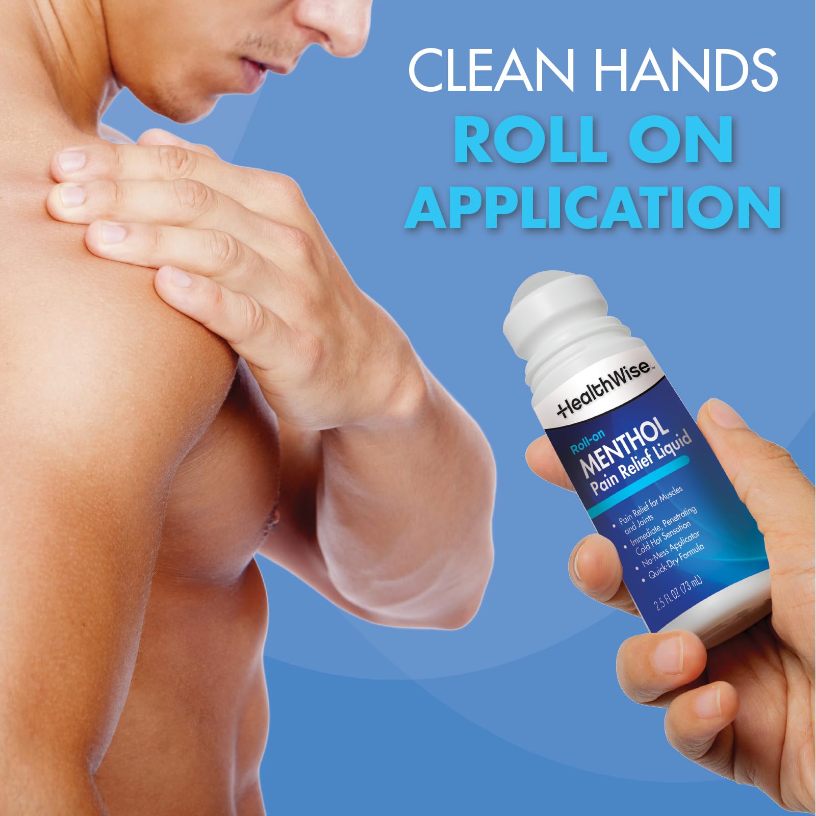 HealthWise 16% Menthol Roll-On | Cold Hot Sensation | Pain Relief Liquid | 2.5 oz. 73 mL | Non-Greasy Formula | Immediate Penetrating Action | Topical Analgesic HealthWise Au supplements