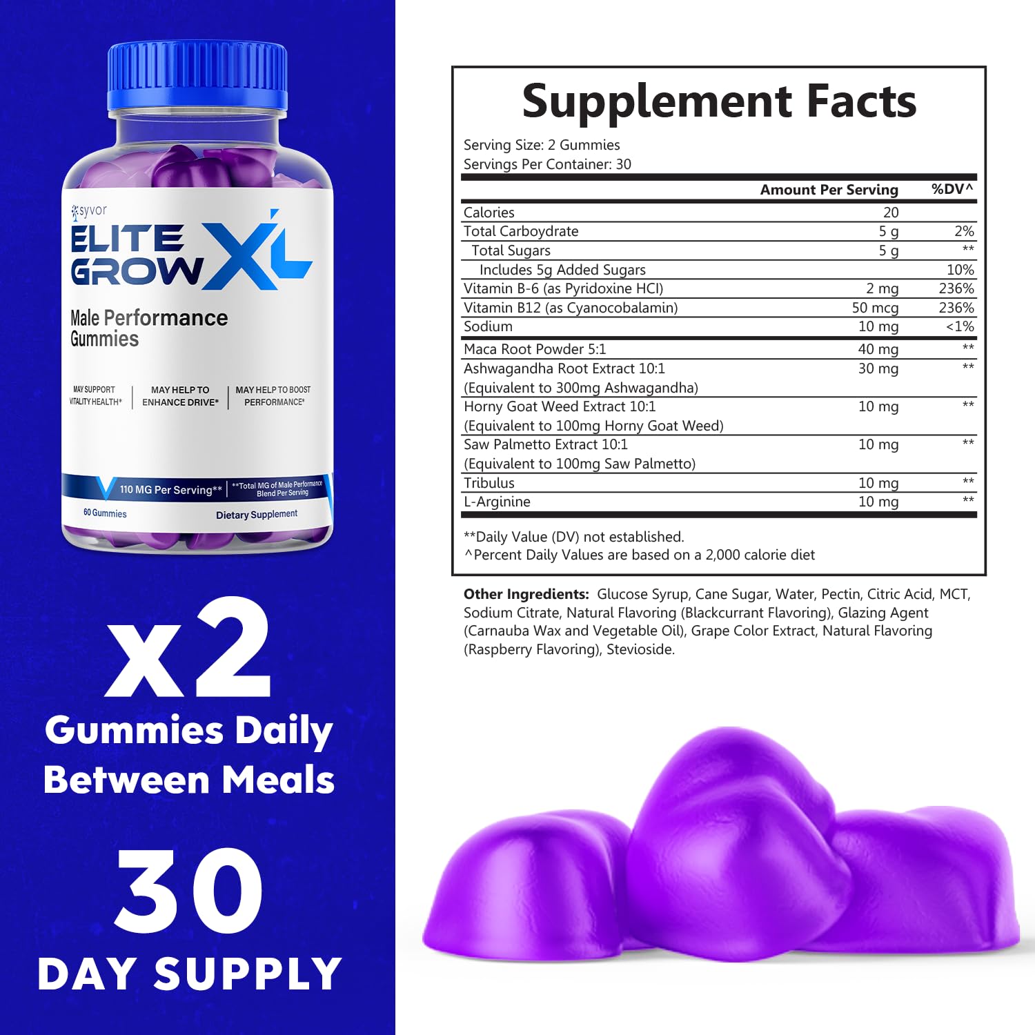 Elite Grow XL Gummies, Elite GrowXL Maximum Strength Gummy Supplement, Elite Grow X L All Natural Advanced Formula Gummys Chewable Vitamin EliteGrow Delicious Premium Once Daily Gummes (60 Gummies) Syvor Au supplements