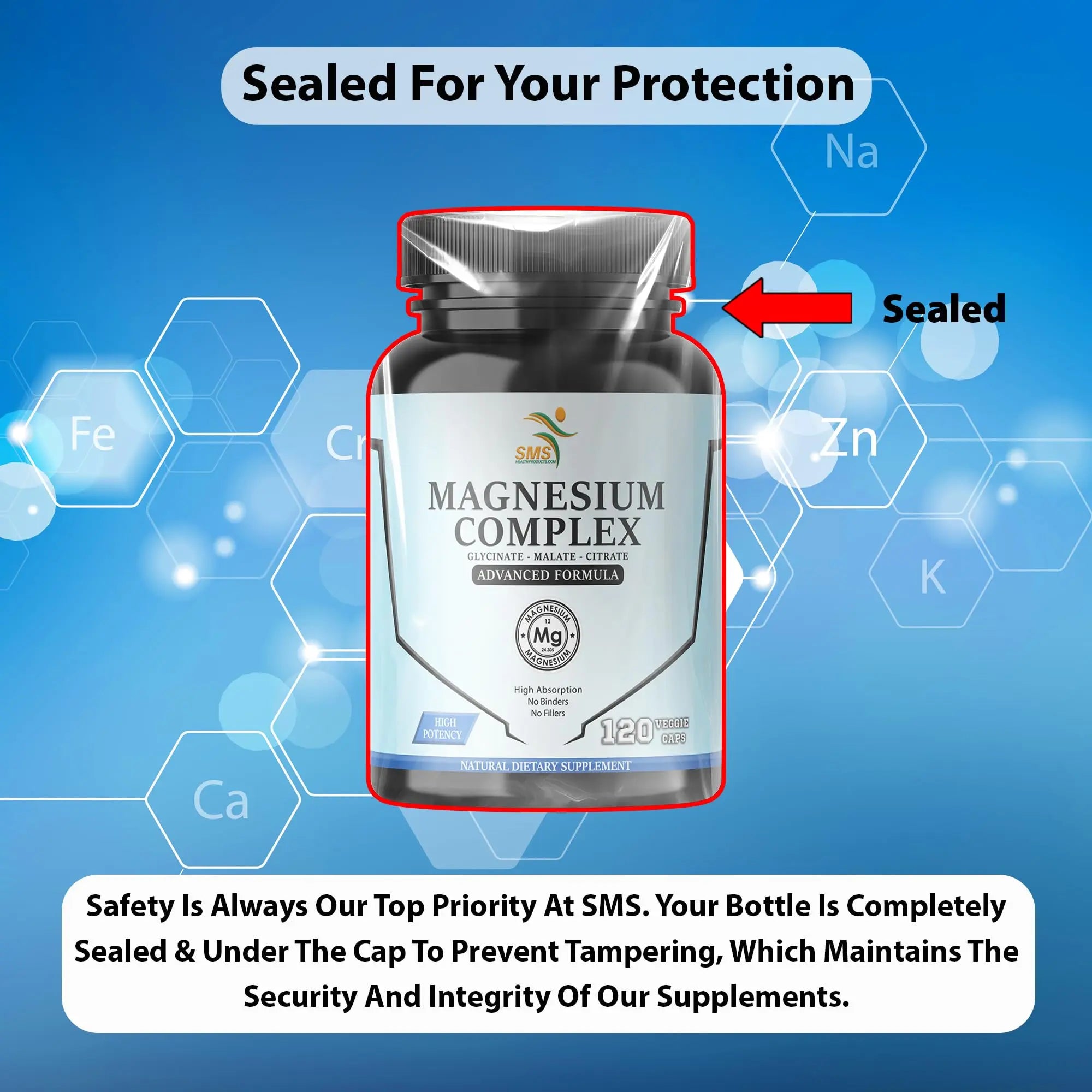 SMSHEALTHPRODUCTS.com Magnesium Complex | 470mg of Magnesium Glycinate, Malate, & Citrate for Muscles, Nerves, & Energy | High Absorption | Vegan, Non-GMO | 120 Capsules SMSHEALTHPRODUCTS.com Au supplements