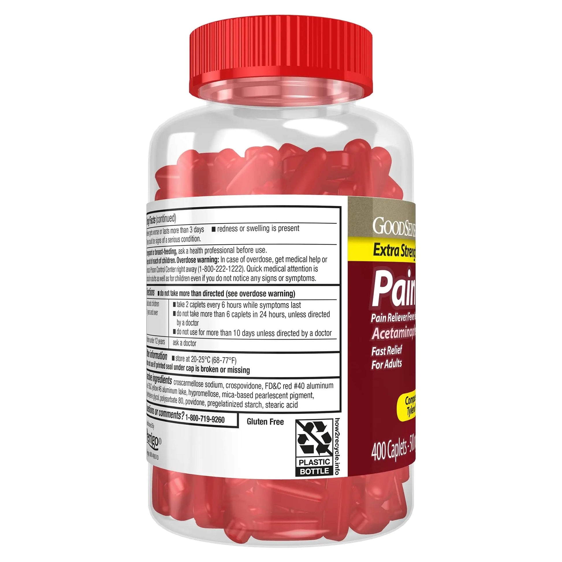 Good Sense Rapid Release Pain Relief, Acetaminophen Caplets 500 mg, Extra Strength Pain Reliever and Fever Reducer GoodSense Au supplements