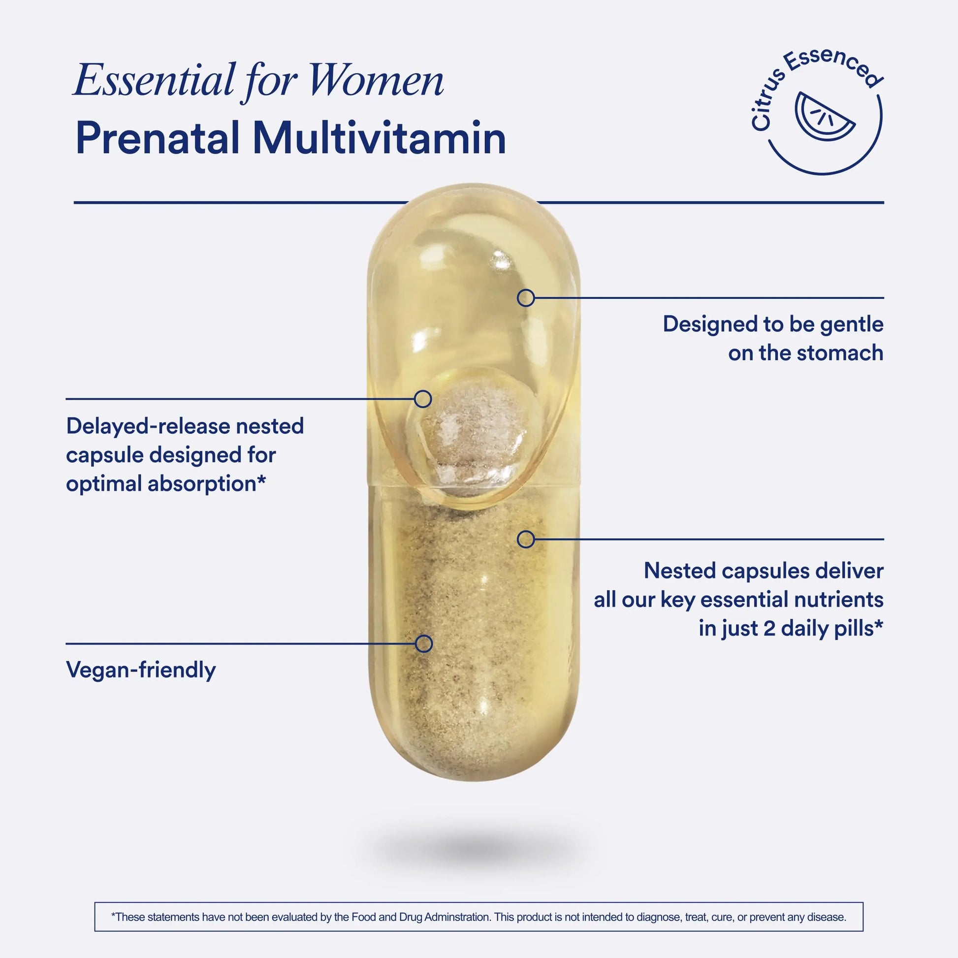 Ritual Essential for Women Prenatal Multivitamin: Folate & Choline for Neural Tube Support, Omega-3 DHA for Fetal Brain Development, Iron, Calcium-Helper D3 & K2, Non-GMO, Vegan, Citrus, 30 Days Ritual Au supplements