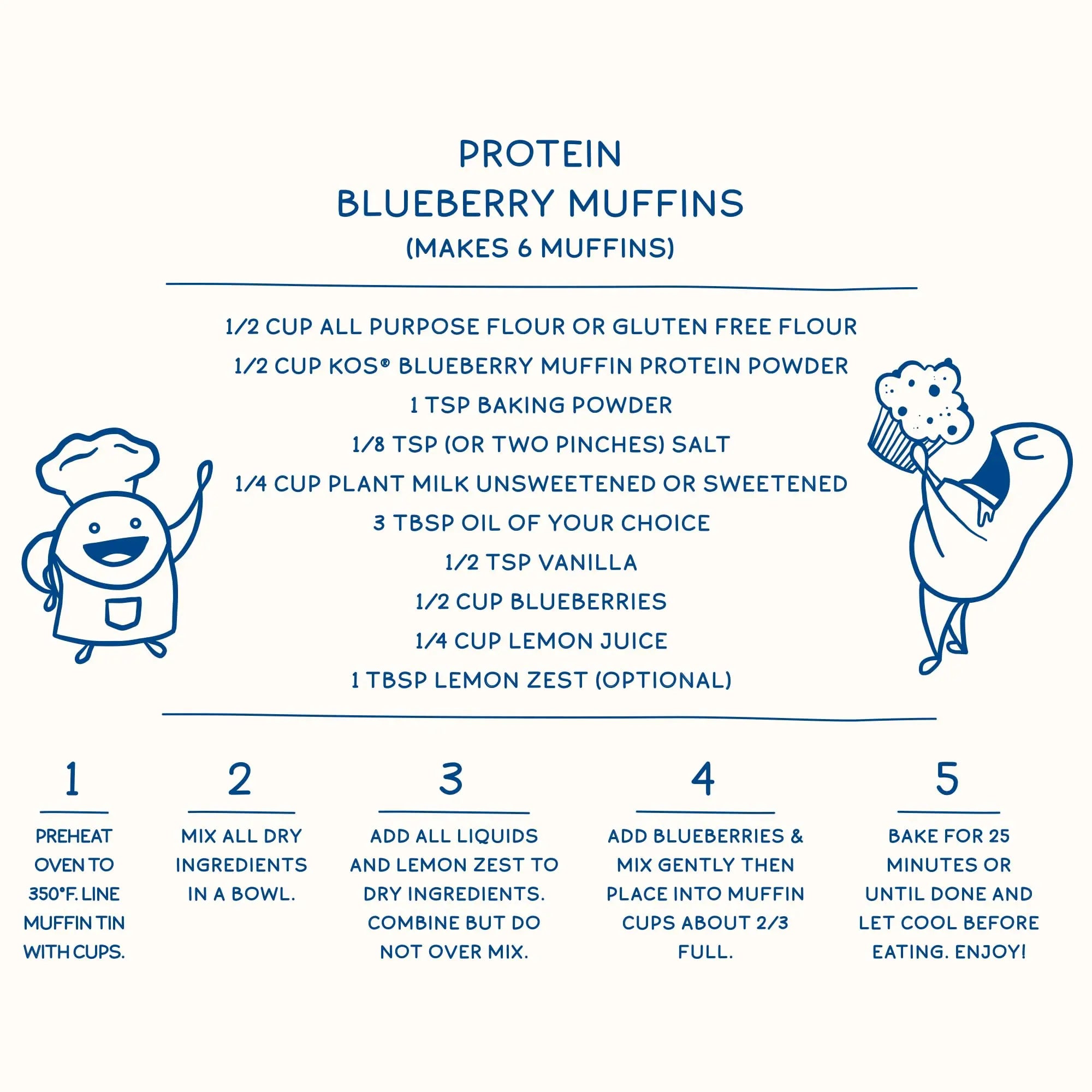 KOS Plant Based Protein Powder, Blueberry Muffin - Organic Pea Protein Superfood KOS Au supplements