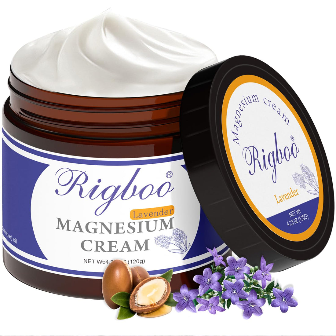 RIGBOO Magnesium Lotion for Sleep, Magnesium Cream, Muscle Relief and Relaxation Non-Greasy, Fast Absorbing Body Lotion with Coconut Oil with Chamomile, Safe for Sensitive Skin (Lavender) RIGBOO Au supplements