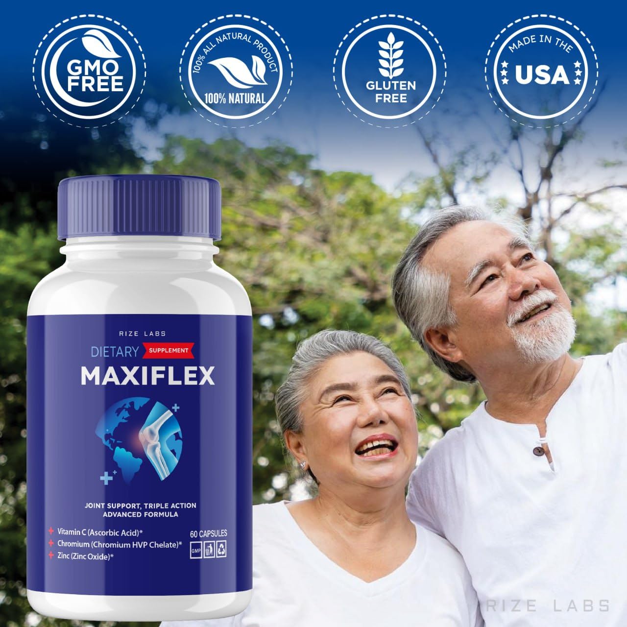 rize labs - Maxi Flex All Natural Suppplement, Capsules for Joint Support, Pills for Mobility and Flexibility, Advanced Formula Supplement, Triple Action (300 Capsules) rize labs Au supplements