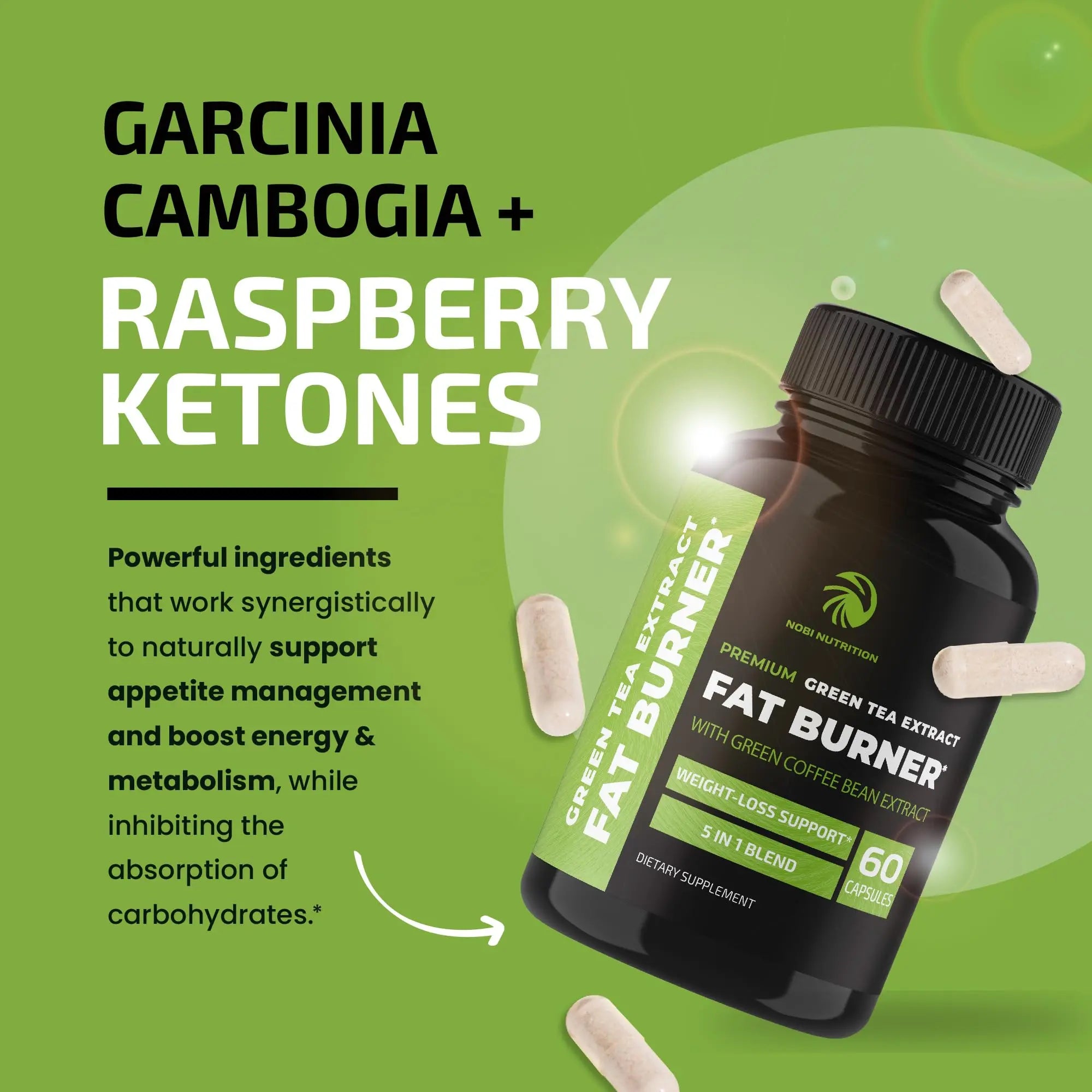Green Tea Weight Loss Pills with Green Coffee Bean Extract | Belly Fat Burner, Metabolism Nobi Nutrition Au supplements