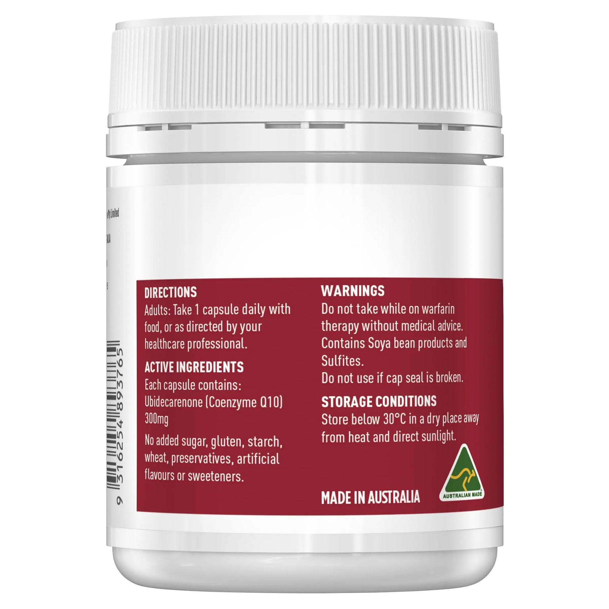 Healthy Care Ultra Strength 300mg Co Enzyme Q10 Capsules, Red, 60 Count | Supports Healthy Care Au supplements