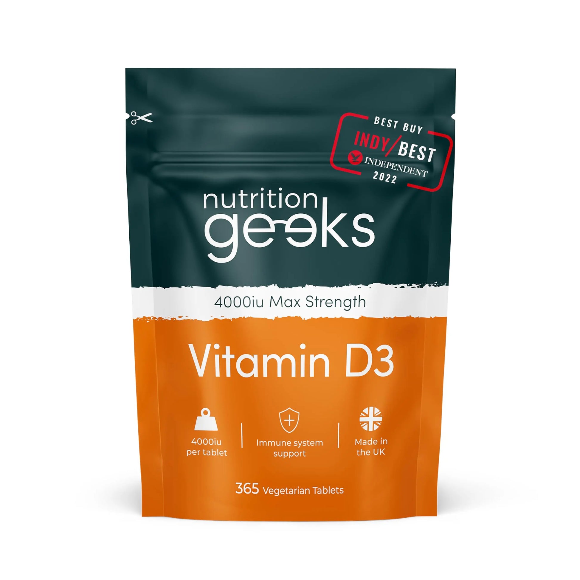Vegetarian Vitamin D3 4000 iu - 1 Year Supply, 365 Easy-Swallow High Strength Vitamin Nutrition Geeks Au supplements