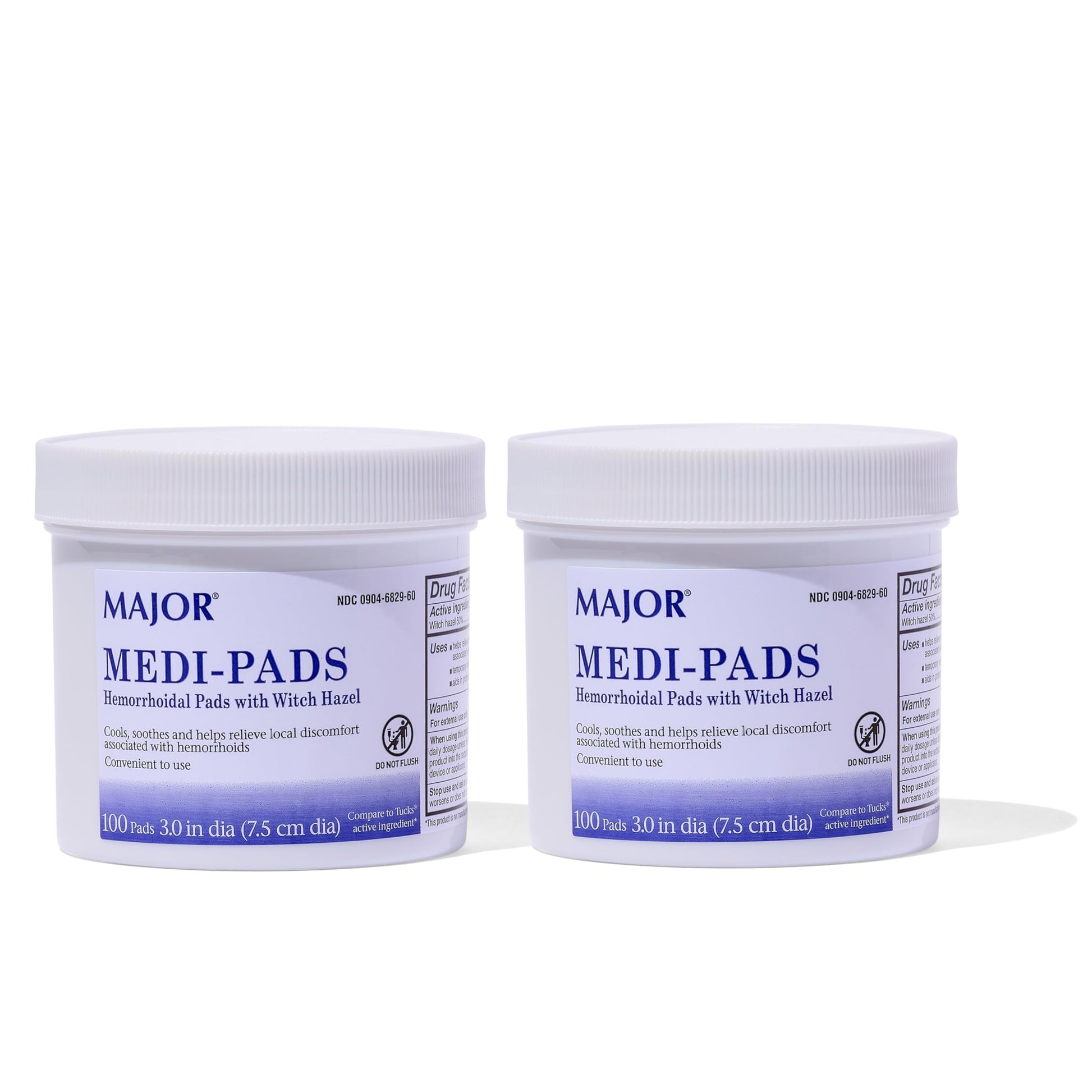 MAJOR Medi-Pads - Hemorrhoidal Hygienic Cleansing Witch Hazel Pads - Cooling Relief with Aloe - 100 Count Jar (2 Pack) MAJOR Au supplements