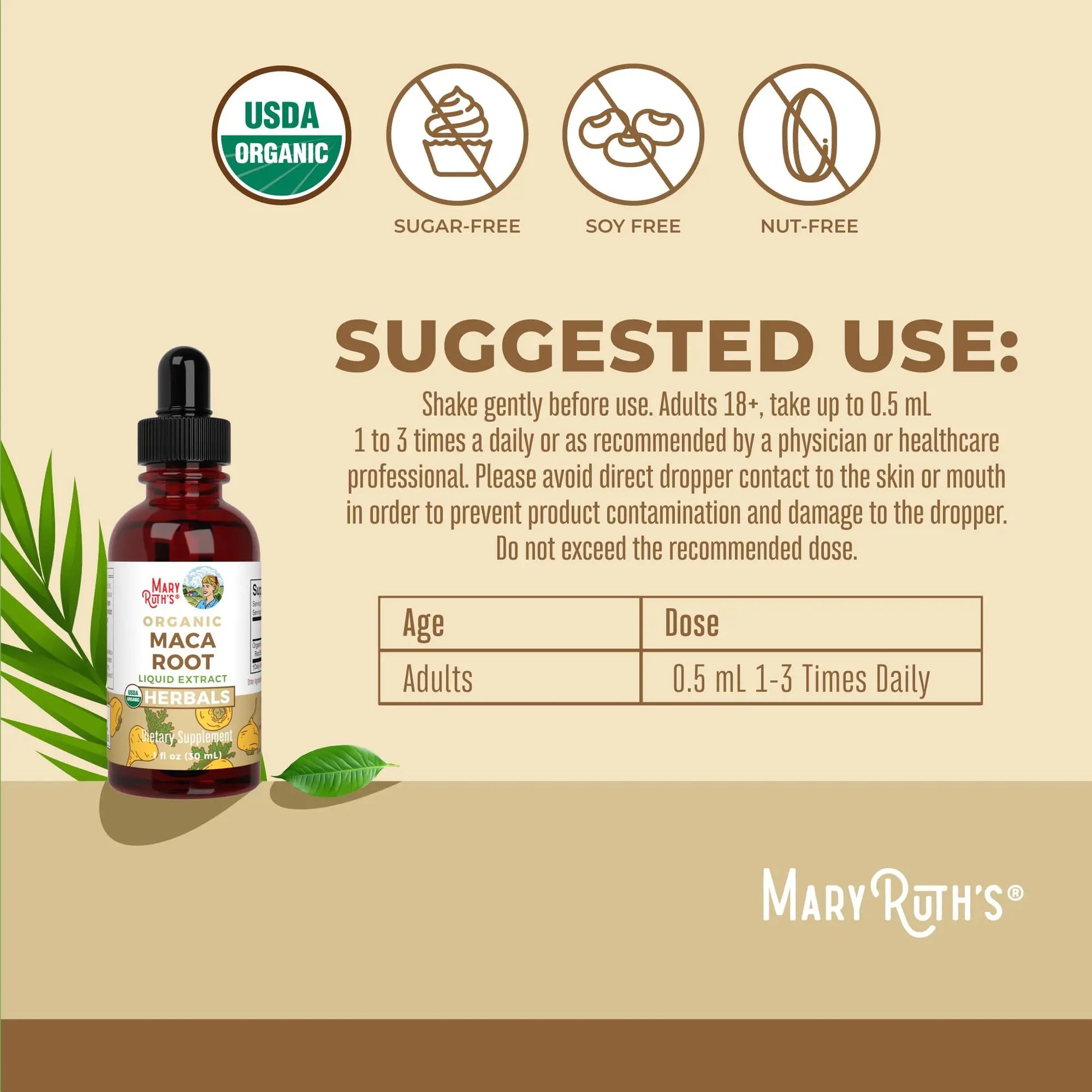 MaryRuth’s USDA Organic Maca Root Liquid Drops | Vegan | Non-GMO | Gluten Free | Alcohol Free | 1 Fl Oz MARYRUTH'S Au supplements