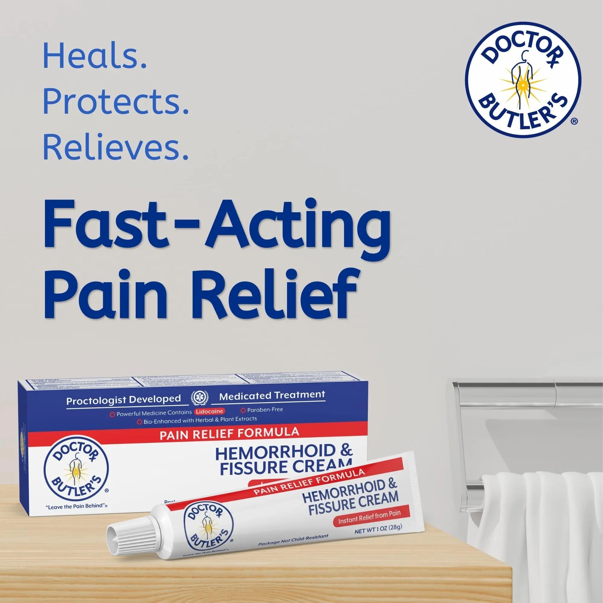 Doctor Butler's Hemorrhoid & Fissure Cream – Instant Pain Relief Hemorrhoid Treatment with Lidocaine, Fast Acting Hemorrhoid Cream for Relief from External Itching and Burning (1 oz.) Doctor Butler's Au supplements