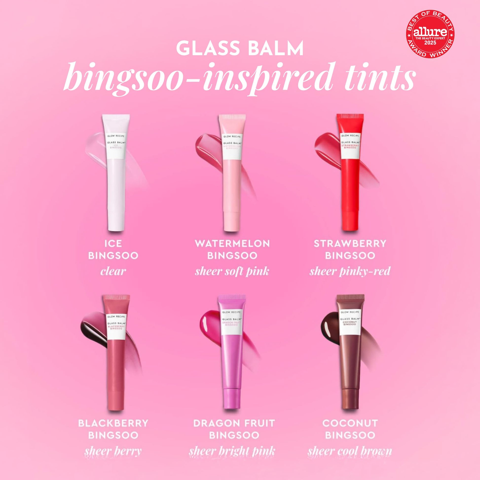 Glow Recipe Glass Balm Lip Treatment - 12Hr Hydrating Lip Balm & Moisturizer with Hyaluronic Acid to Smooth, Plump & Protect from Dryness - Sheer Soft Pink Tint, Watermelon Bingsoo (15 ml) Glow Recipe Au supplements