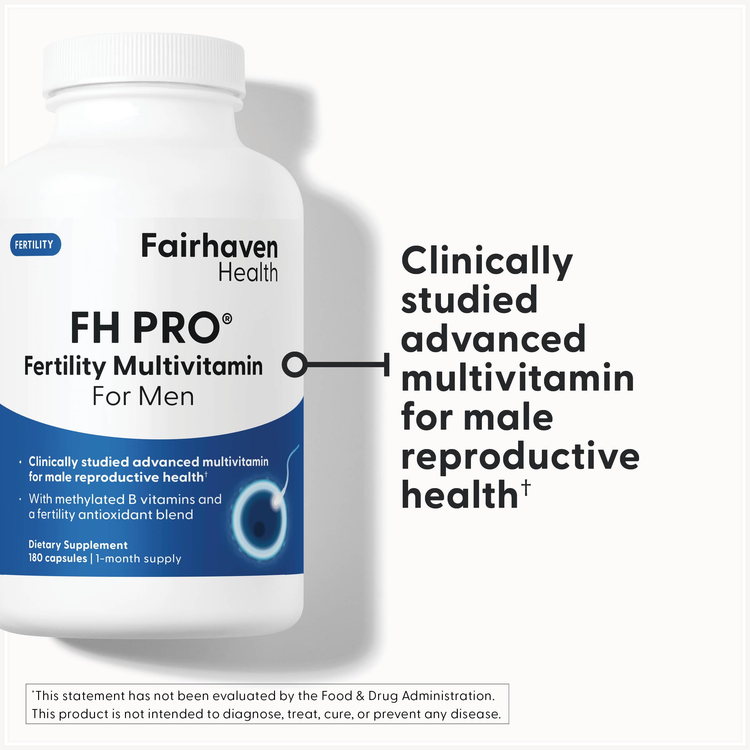 Fairhaven Health FH Pro for Men | Clinically Studied Premium Prenatal Fertility Supplements for Men | Male Fertility Supplements | Count and Motility Support Pre-Conception for Him | 180 Capsules Fairhaven Health Au supplements