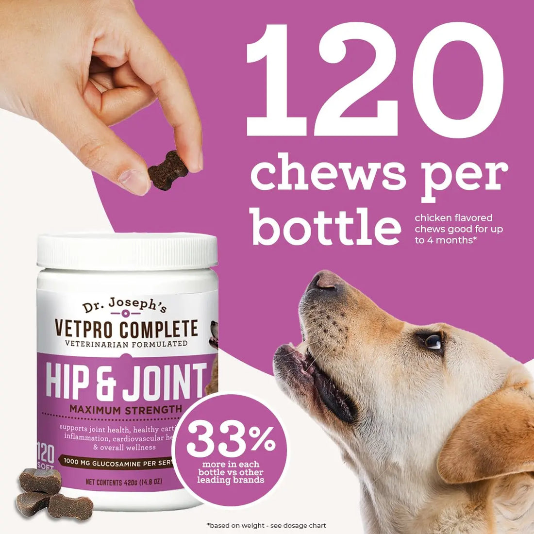 VetPro Dog Hip and Joint Supplement - Pain and Inflammation Relief Chews VetPro Complete Au supplements