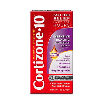 Cortizone-10 Maximum Strength Intensive Healing Itch Relief Cream, 1% Hydrocortisone, Fast-Acting, Anti-Itch Cream for Bug Bites, Rash, Eczema, Psoriasis, Poison Ivy, Oak, Sumac & More, 1 oz Cortizone 10 Au supplements