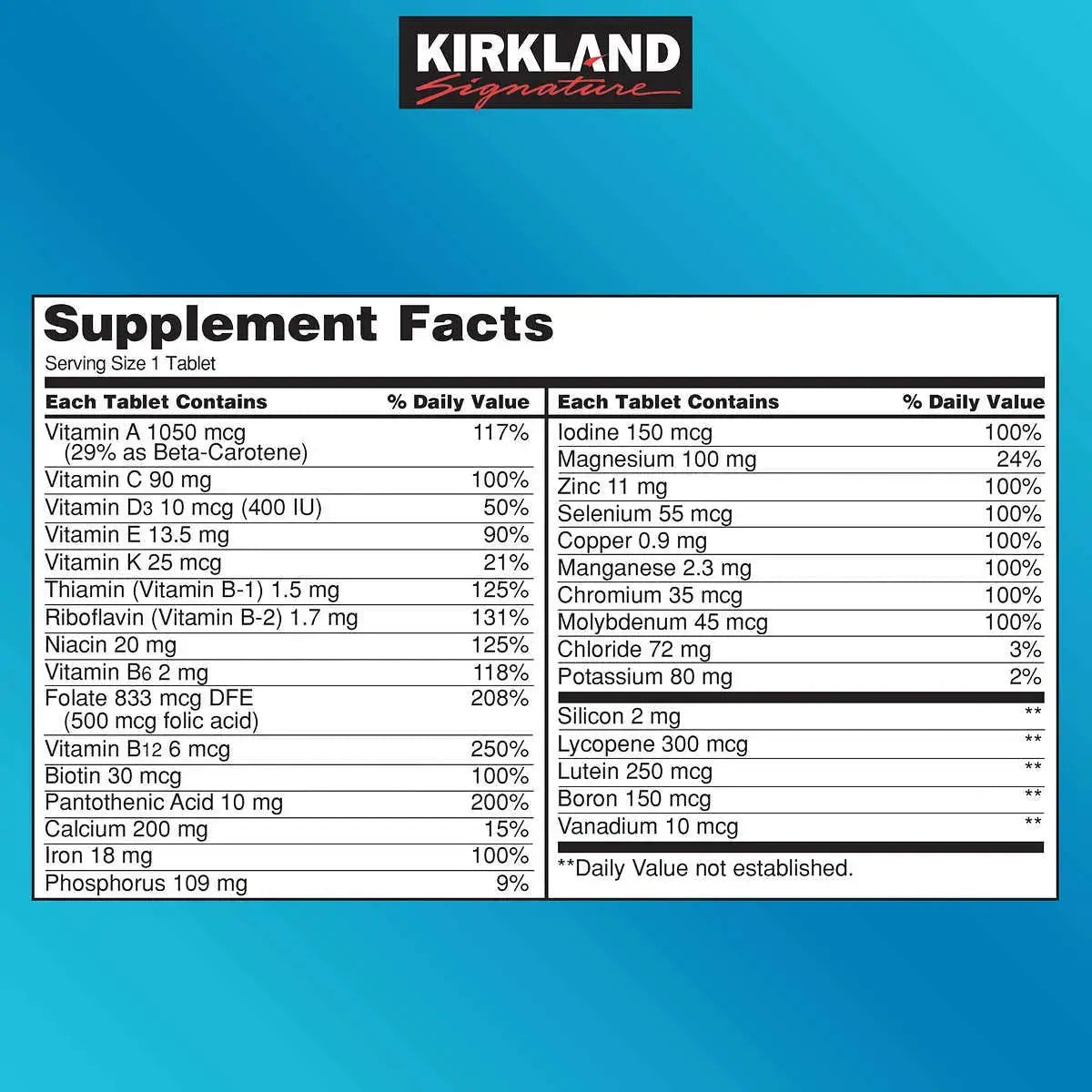 Kirkland Signature Daily Multi, 500 Tablets (2 Pack) KIRKLAND Au supplements