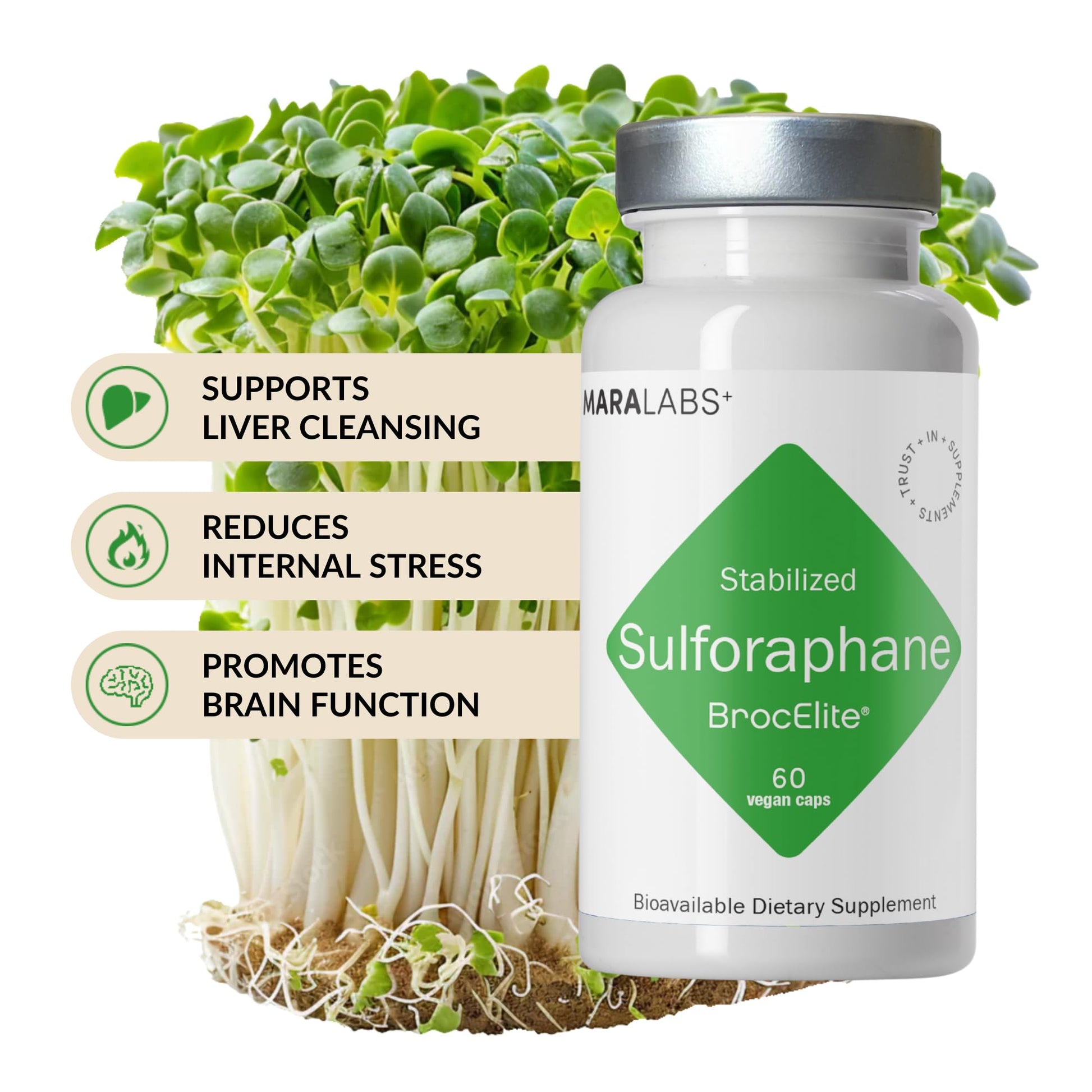BrocElite Mara Labs Plus | Stabilized Broccoli Sulforaphane Supplement | Glyphosate Residue Free Certified – Third-Party Tested | 60 Vegan Capsules BrocElite Au supplements