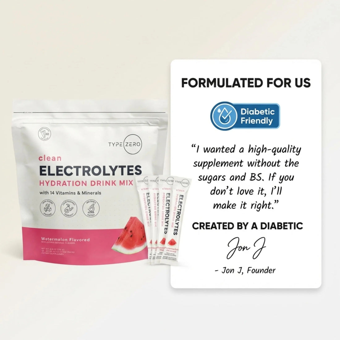 Type Zero Sugar Free Electrolytes Powder Packets + Clean Hydration Powder Stick Packs with 14 Vitamins and Minerals - Watermelon Flavor, 30 Servings Type Zero Au supplements