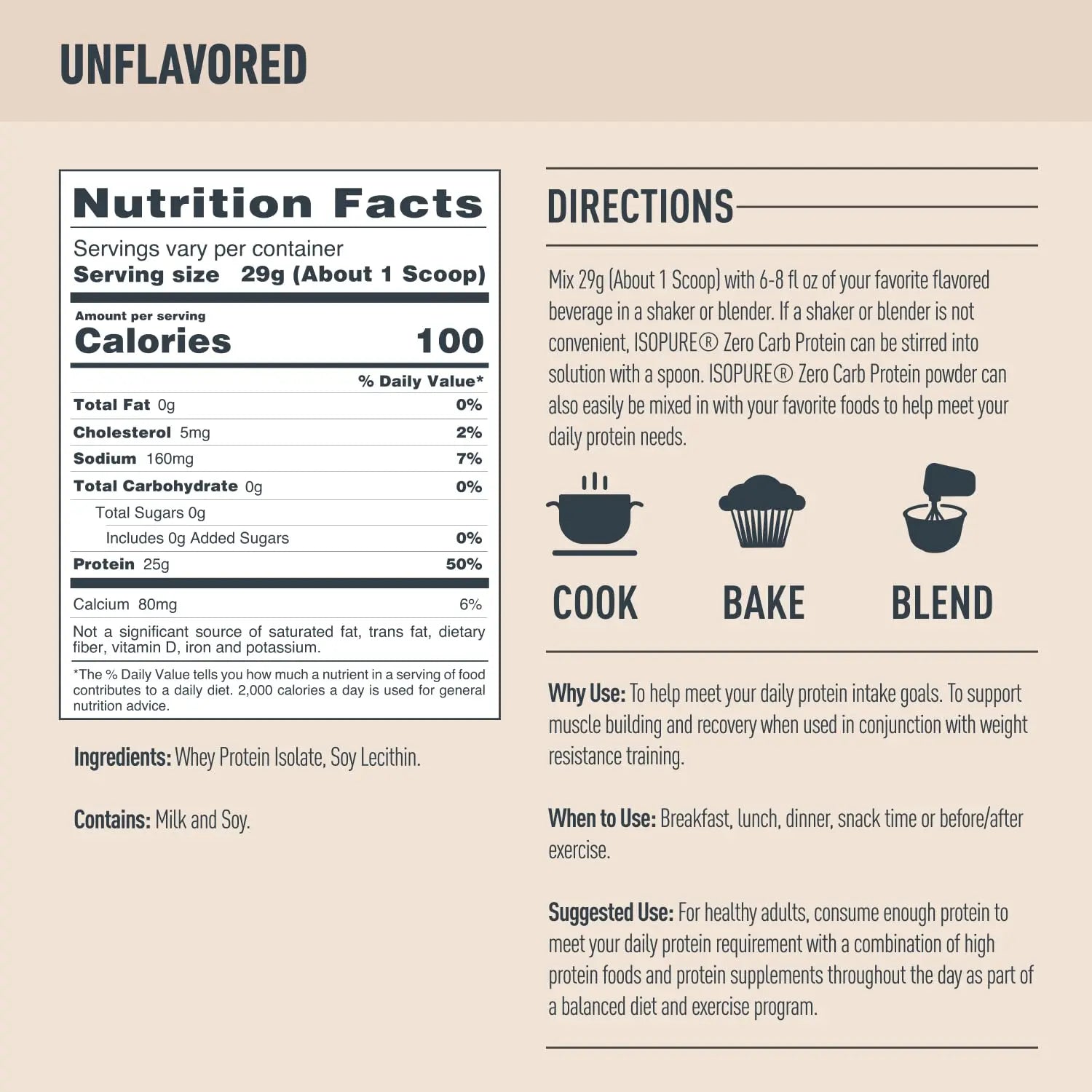 Isopure Unflavored Protein, 25g Whey Isolate, Zero Carb & Keto Friendly, 47 Servings Isopure Au supplements