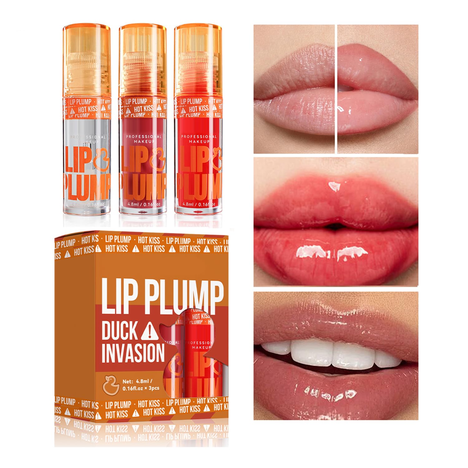 GHFCZOO 3 Colors Duck Lip Plumper Gloss, Hydrating Glitter Shine Primer Lip Tint, Non-Sticky Korean Plumping Lip Oil, Moisturizing Tinted Lip Balm for Sexy, Glossy Lips (Set A, 3pcs/set) GHFCZOO Au supplements