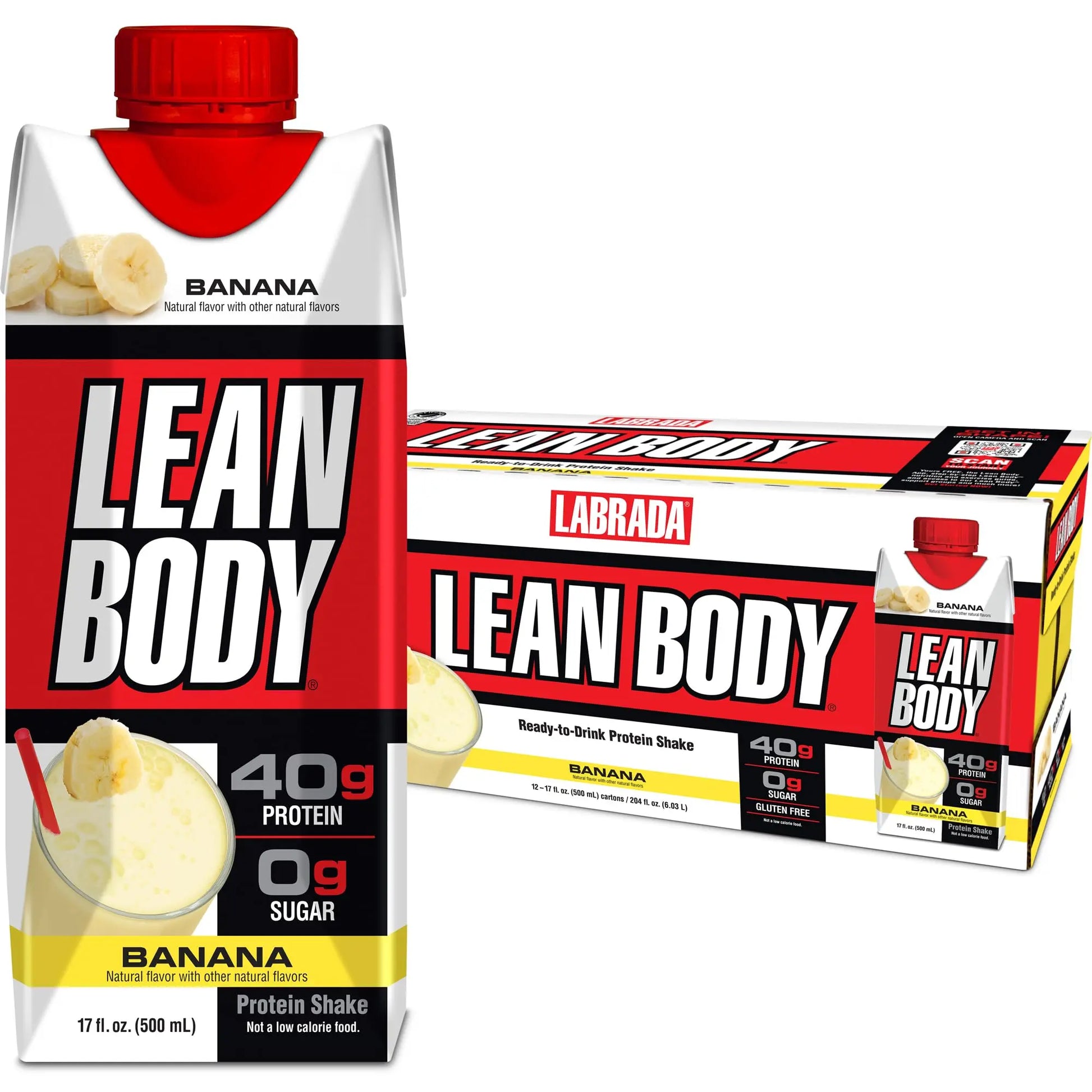 Lean Body Ready-to-Drink Banana Protein Shake, 40g Protein, Whey Blend, 0 Sugar Labrada Au supplements