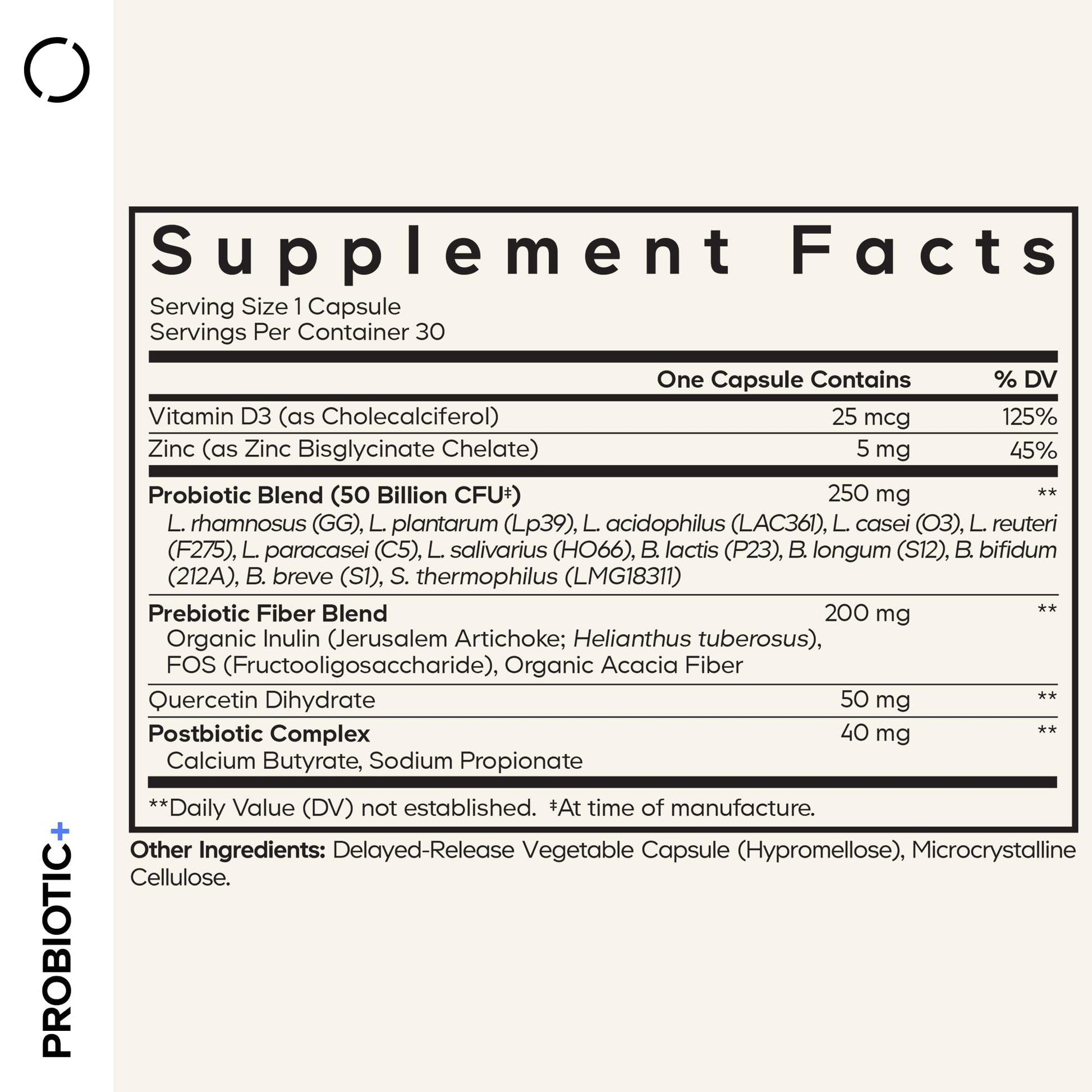 Codeage Probiotic+ 50 Billion CFU** Supplement - 12-Strain Probiotic Blend, Organic Prebiotic Fiber, Postbiotics, Vitamin D3, Zinc Bisglycinate, Quercetin - for Men & Women - Non-GMO - 30 Capsules Codeage Au supplements