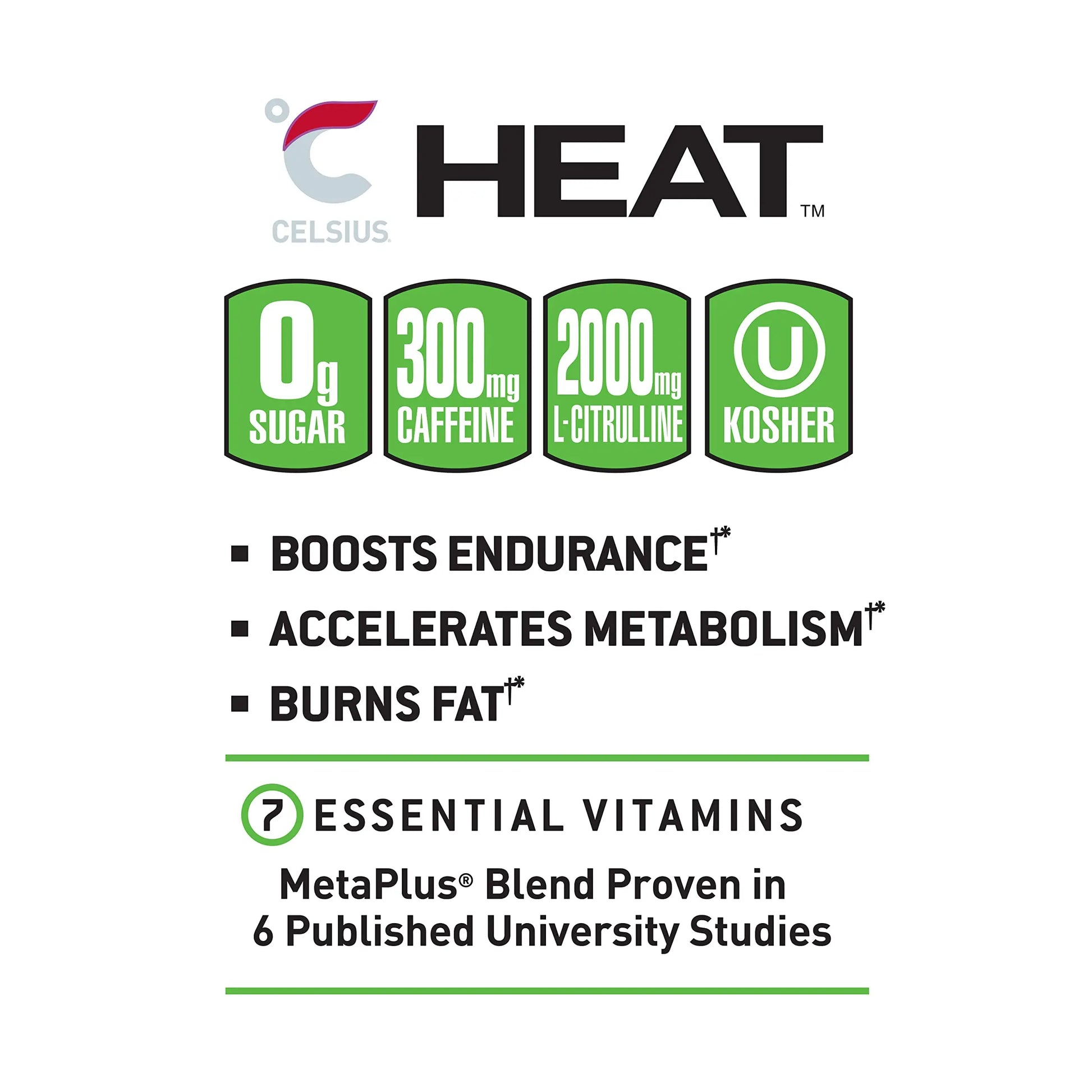 CELSIUS HEAT Performance Energy Drink, Cherry Lime, 16 Fl Oz (Pack of 12) CELSIUS Au supplements