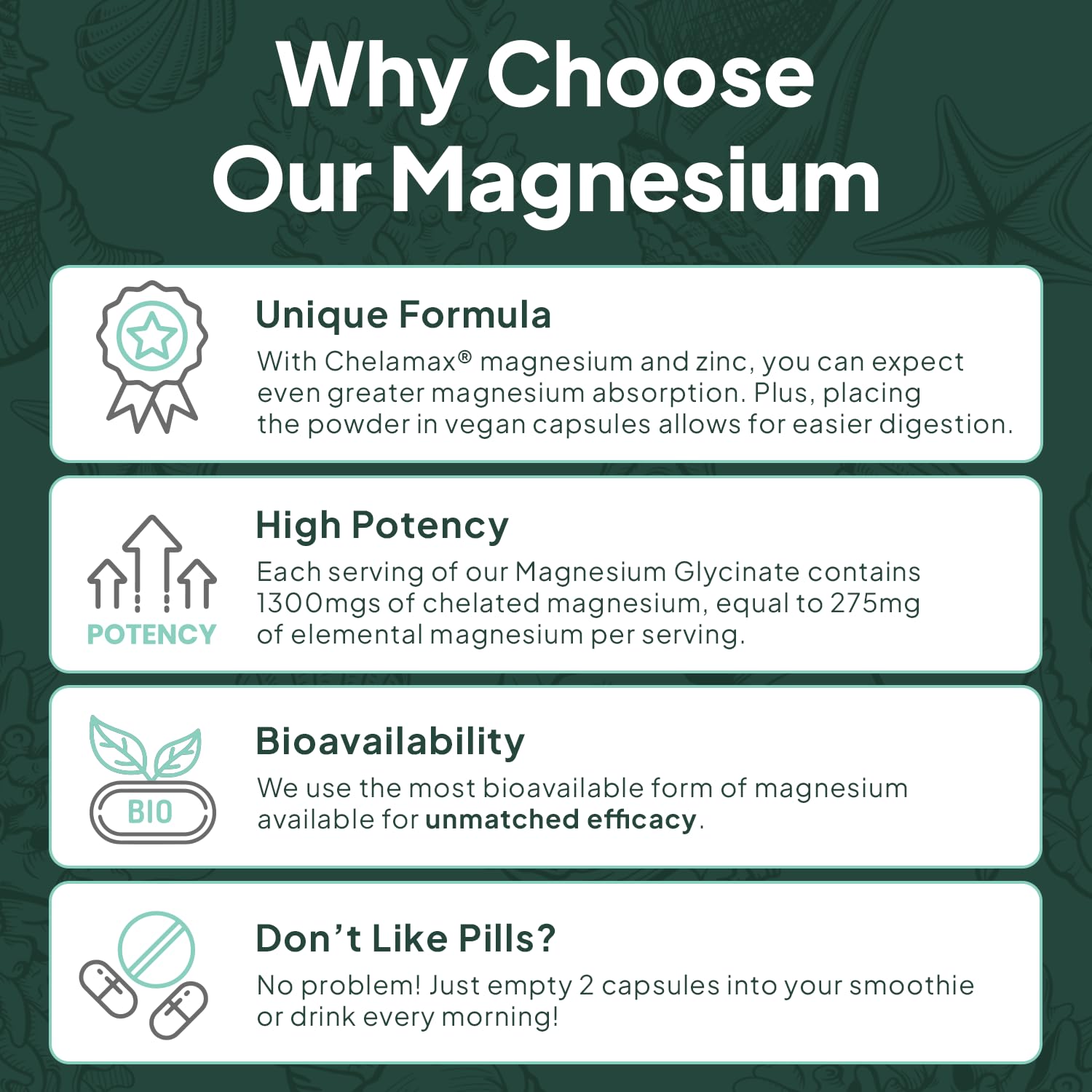 Organics Ocean Pure Magnesium Glycinate with Zinc - Maximum Strength Chelated Magnesium Supplement for Women and Men for Muscle Cramps and Sleep Support - 3 Bottles Organics Ocean Au supplements