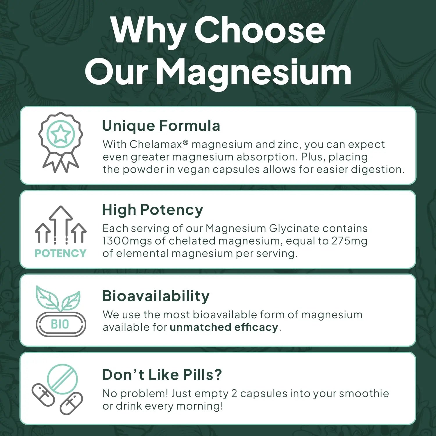 Organics Ocean Pure Magnesium Glycinate with Zinc - Maximum Strength Chelated Magnesium Supplement for Women and Men for Muscle Cramps and Sleep Support - 90 Capsule Organics Ocean Au supplements