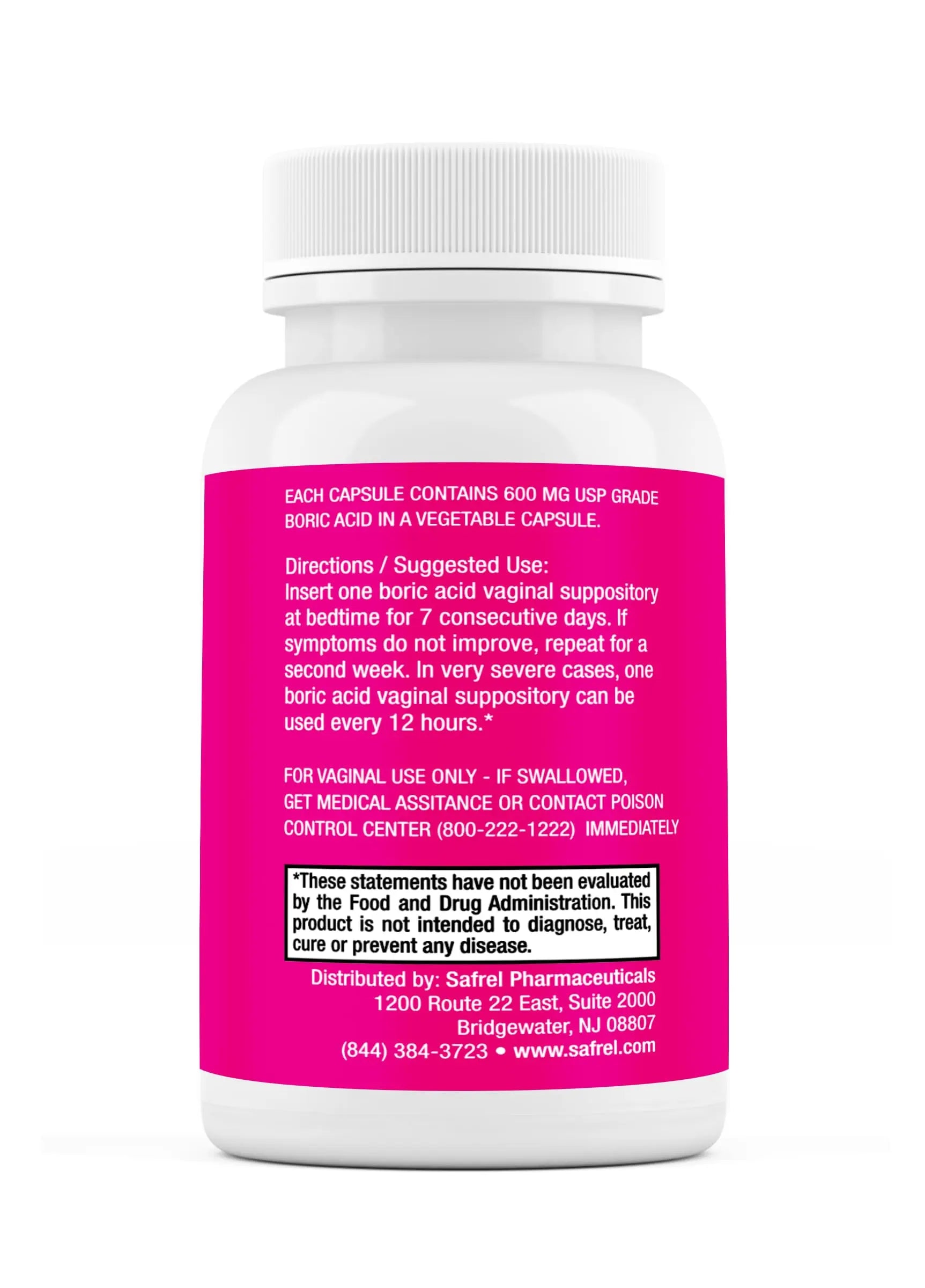 Safrel Boric Acid Vaginal Suppositories - 100% Pure Made in USA - Intimate Health Support, Vaginal Health and pH, Odor Control (30 Count) Safrel Au supplements