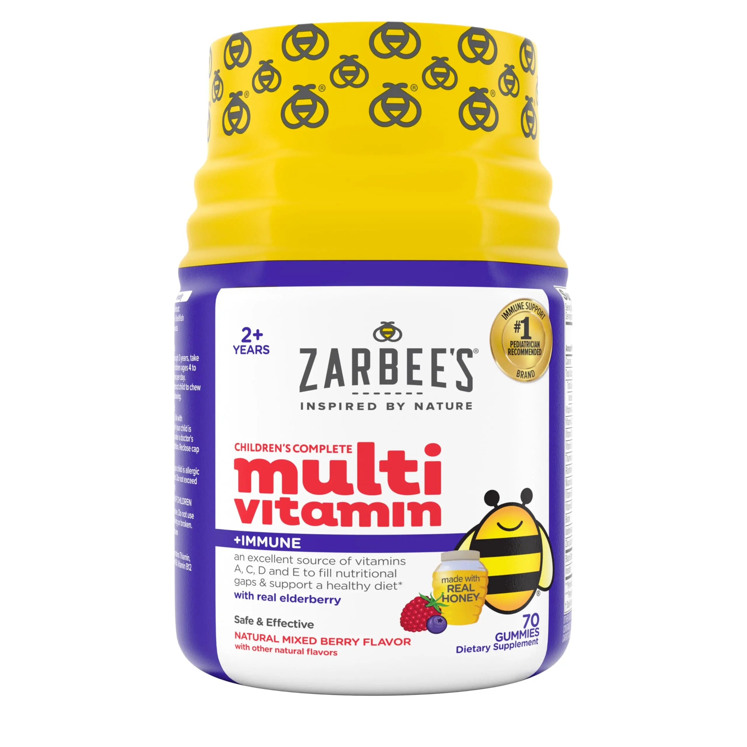 Zarbee’s Complete Kids Multivitamin Gummies + Immune Support, Berry Flavor, Honey-Sweetened, Gluten-Free & Gelatin-Free, Vitamins A, C, D3, E, B6, B12, Zarbee's Au supplements